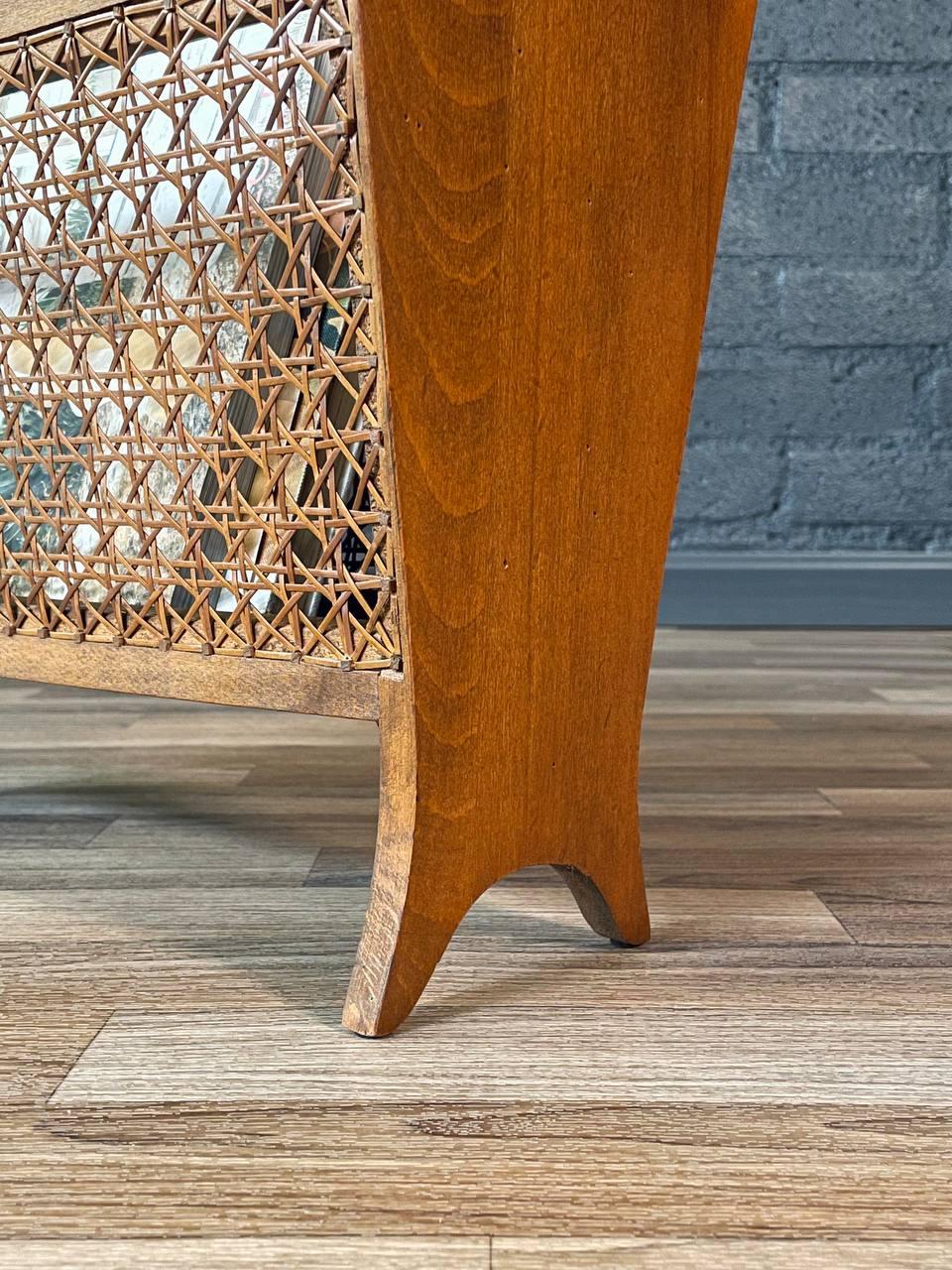 Mid-Century Modern Cane Magazine Rack For Sale 4