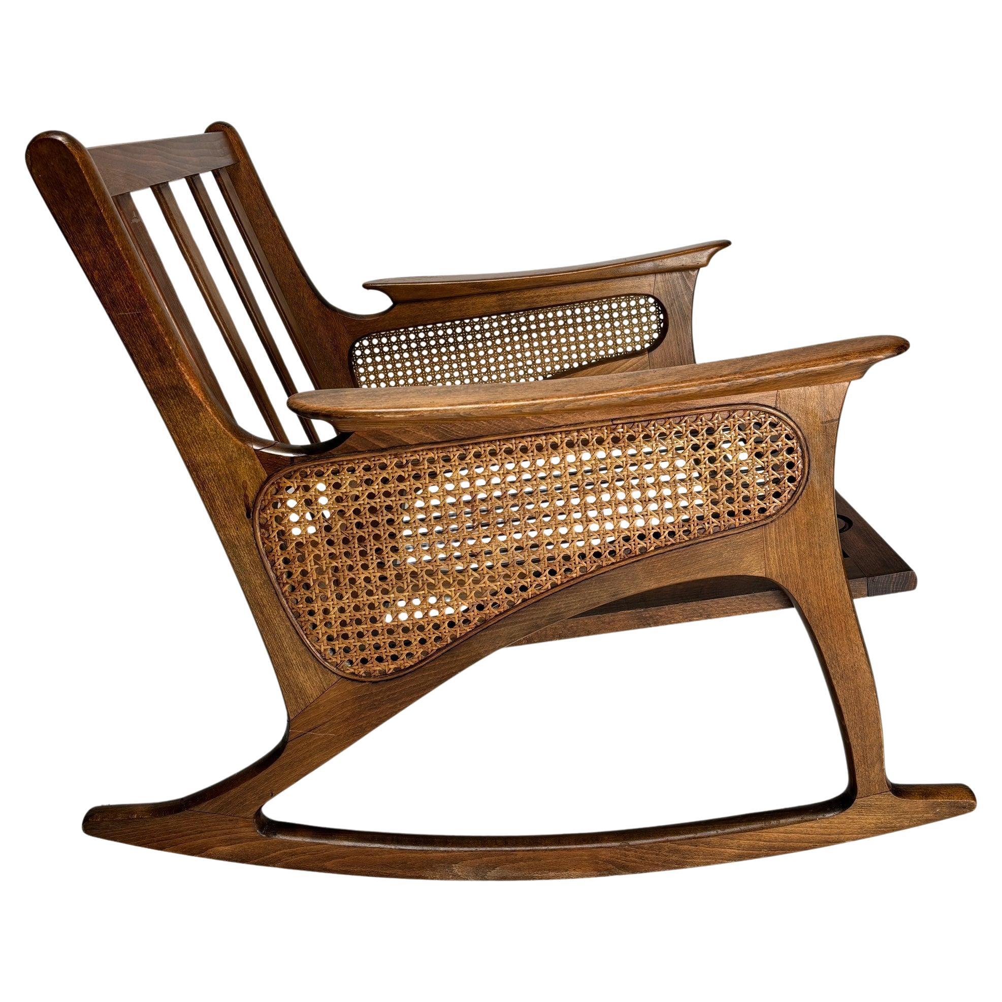 Mid-Century Modern Cane Rocking Chair, 1950s For Sale