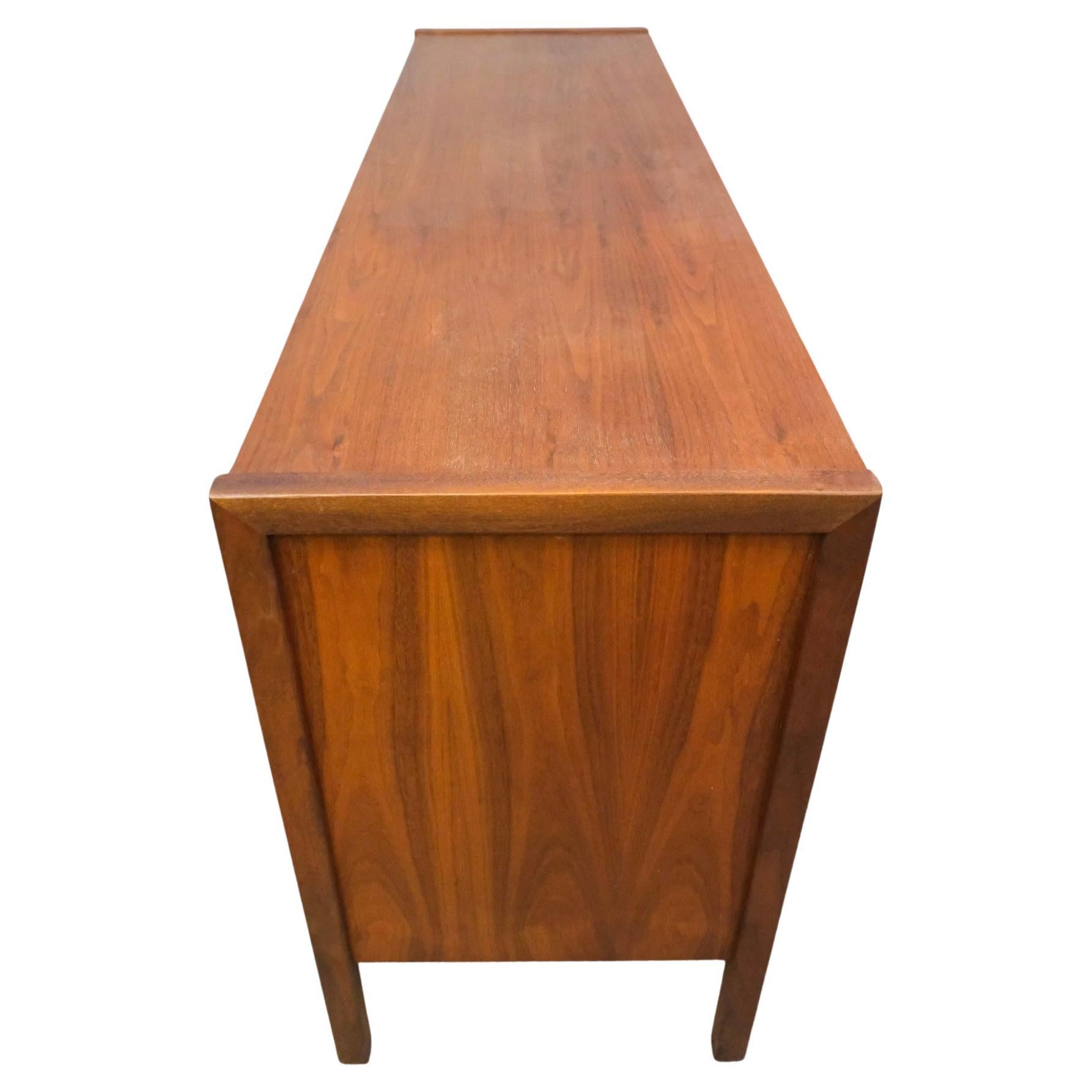 Woodwork Mid century modern cane walnut credenza sideboard 4 drawer 2 door For Sale