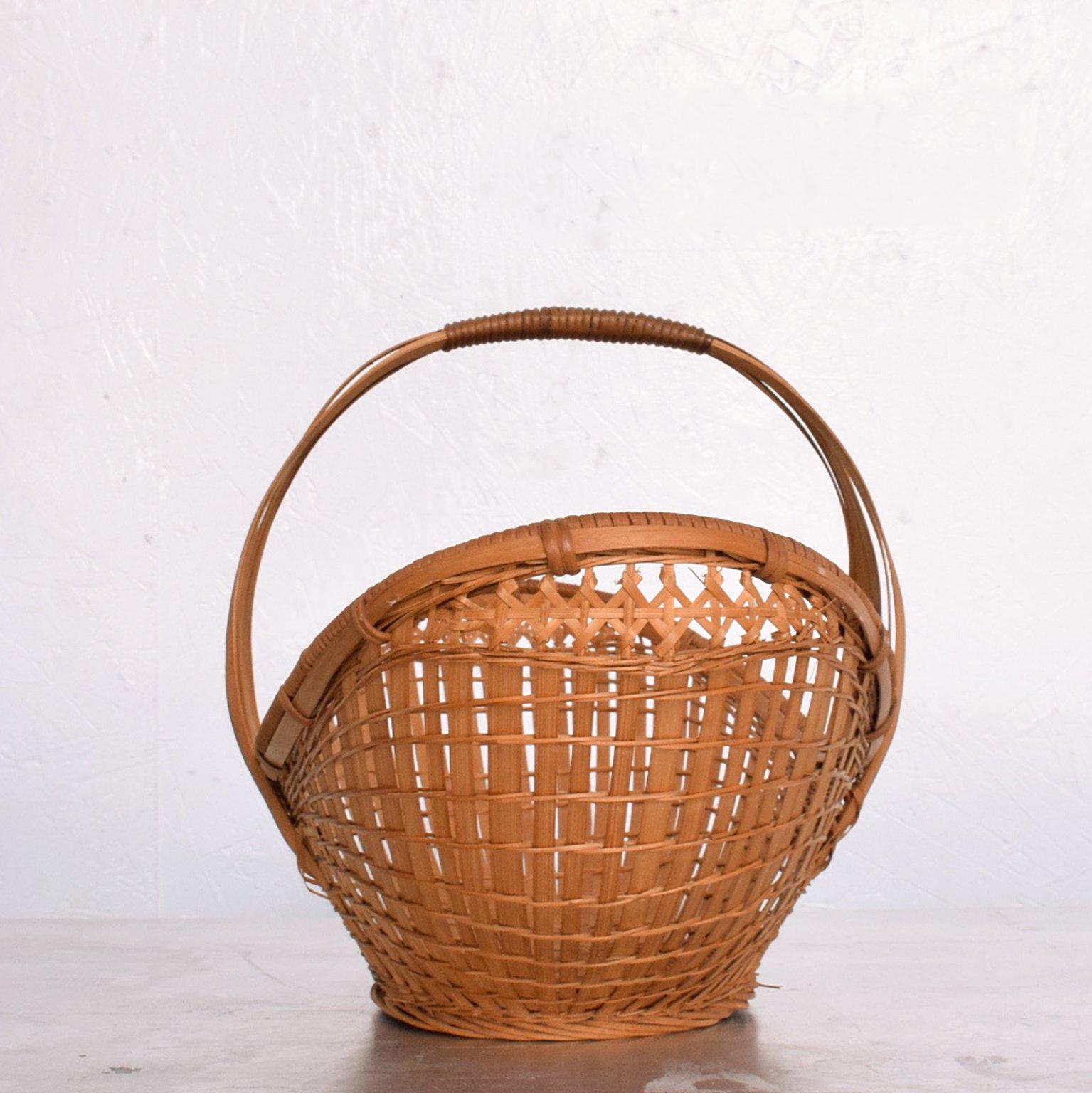 Mid-Century Modern Cane Weaved Basket 4