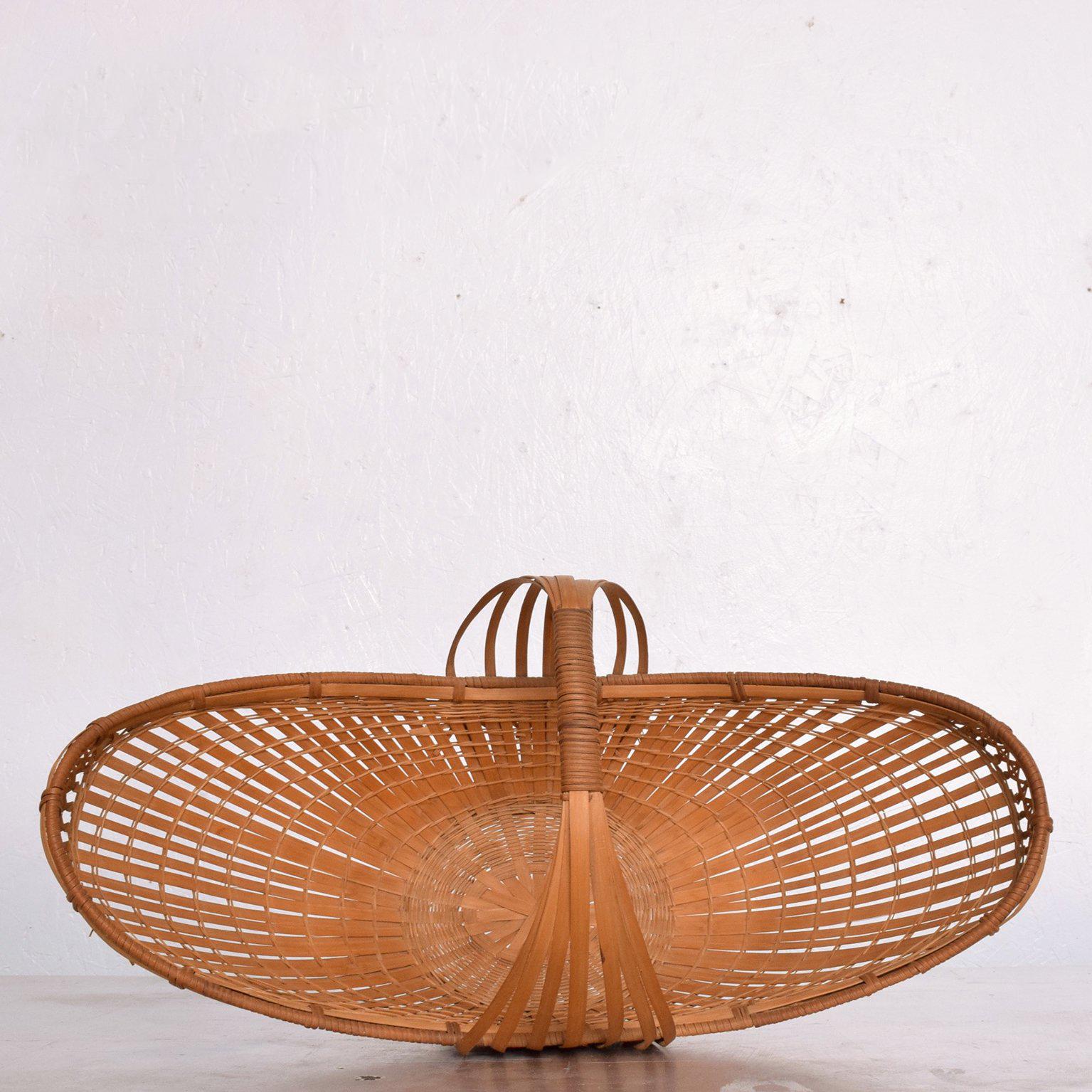 Mid-20th Century Mid-Century Modern Cane Weaved Basket