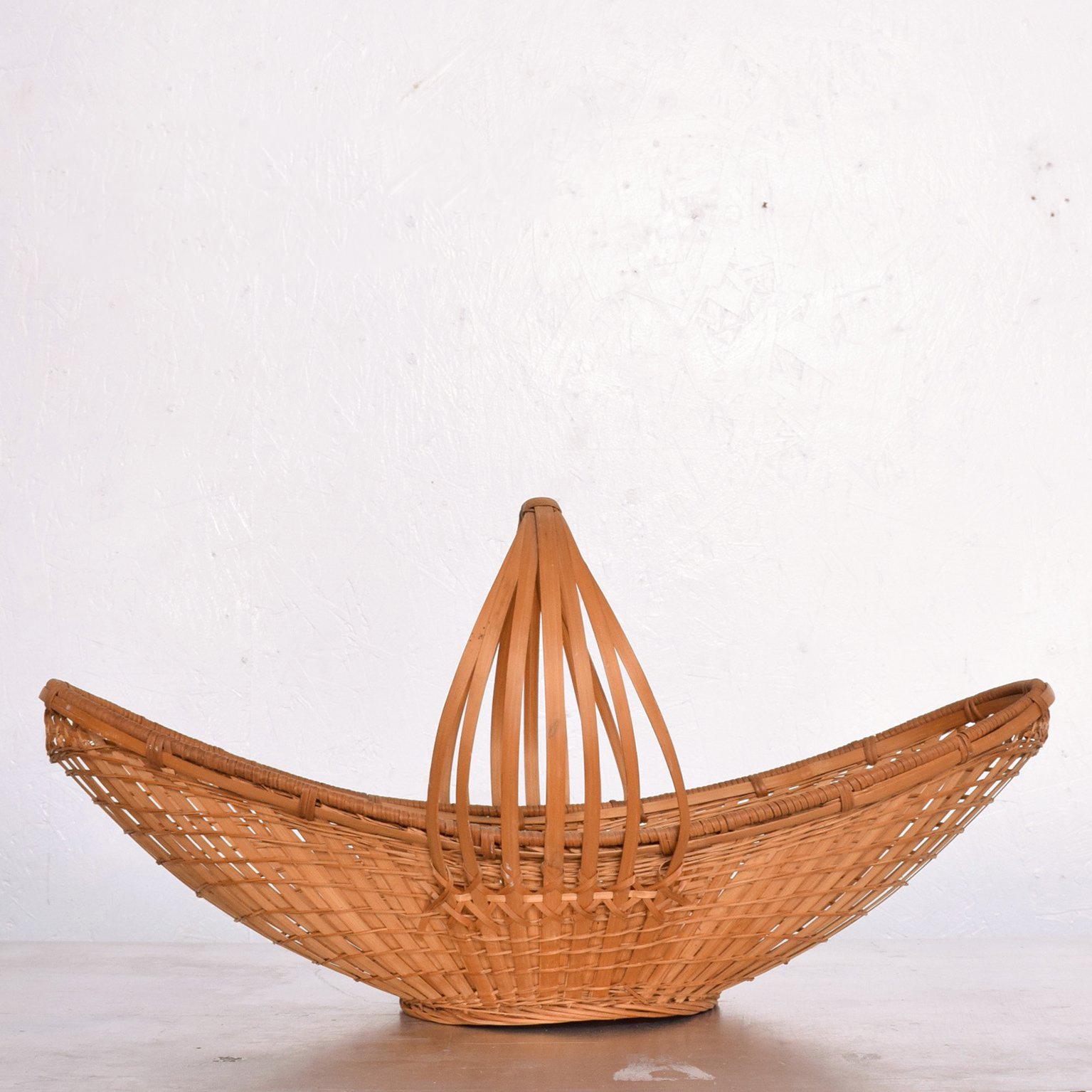 Mid-Century Modern Cane Weaved Basket 2