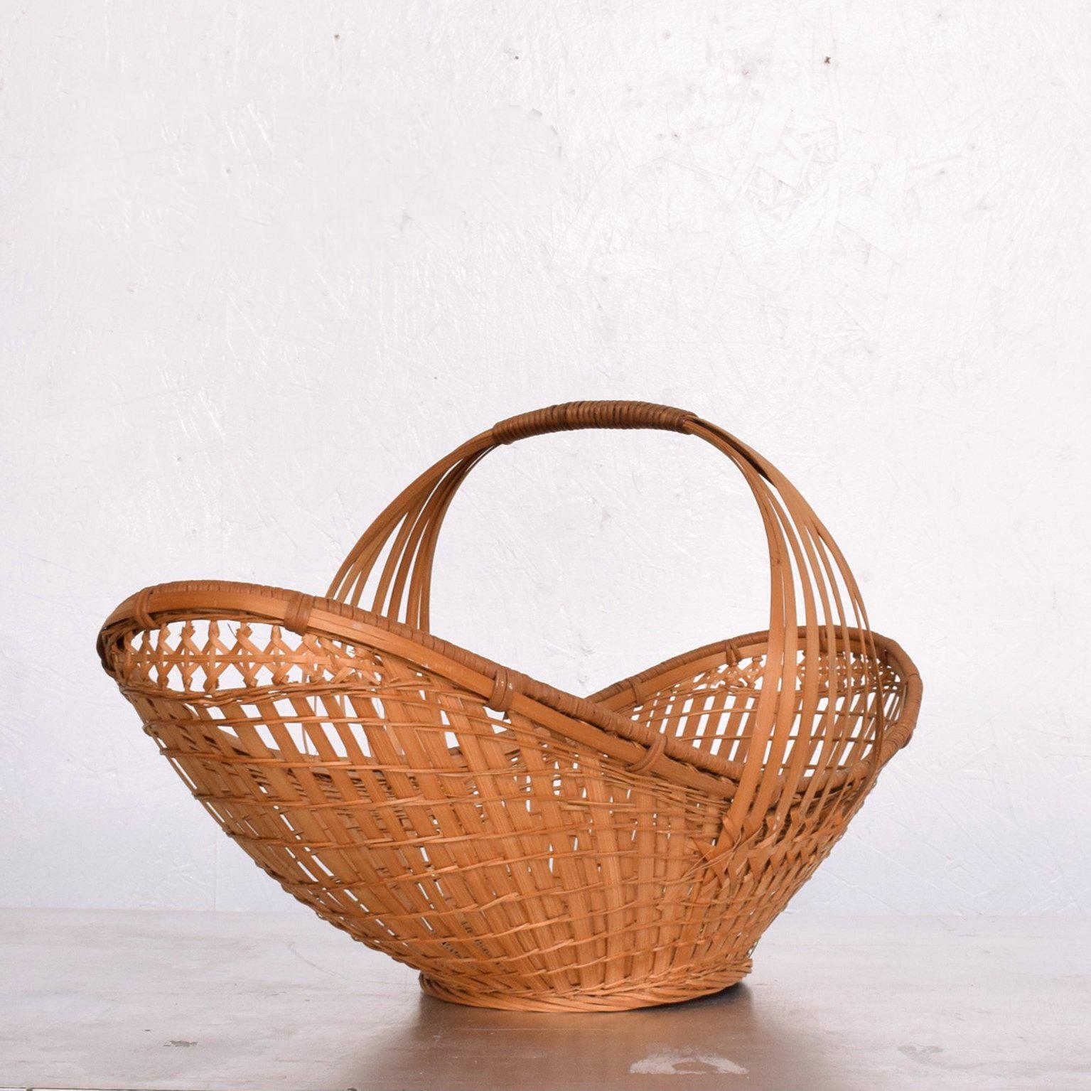 Mid-Century Modern Cane Weaved Basket 3