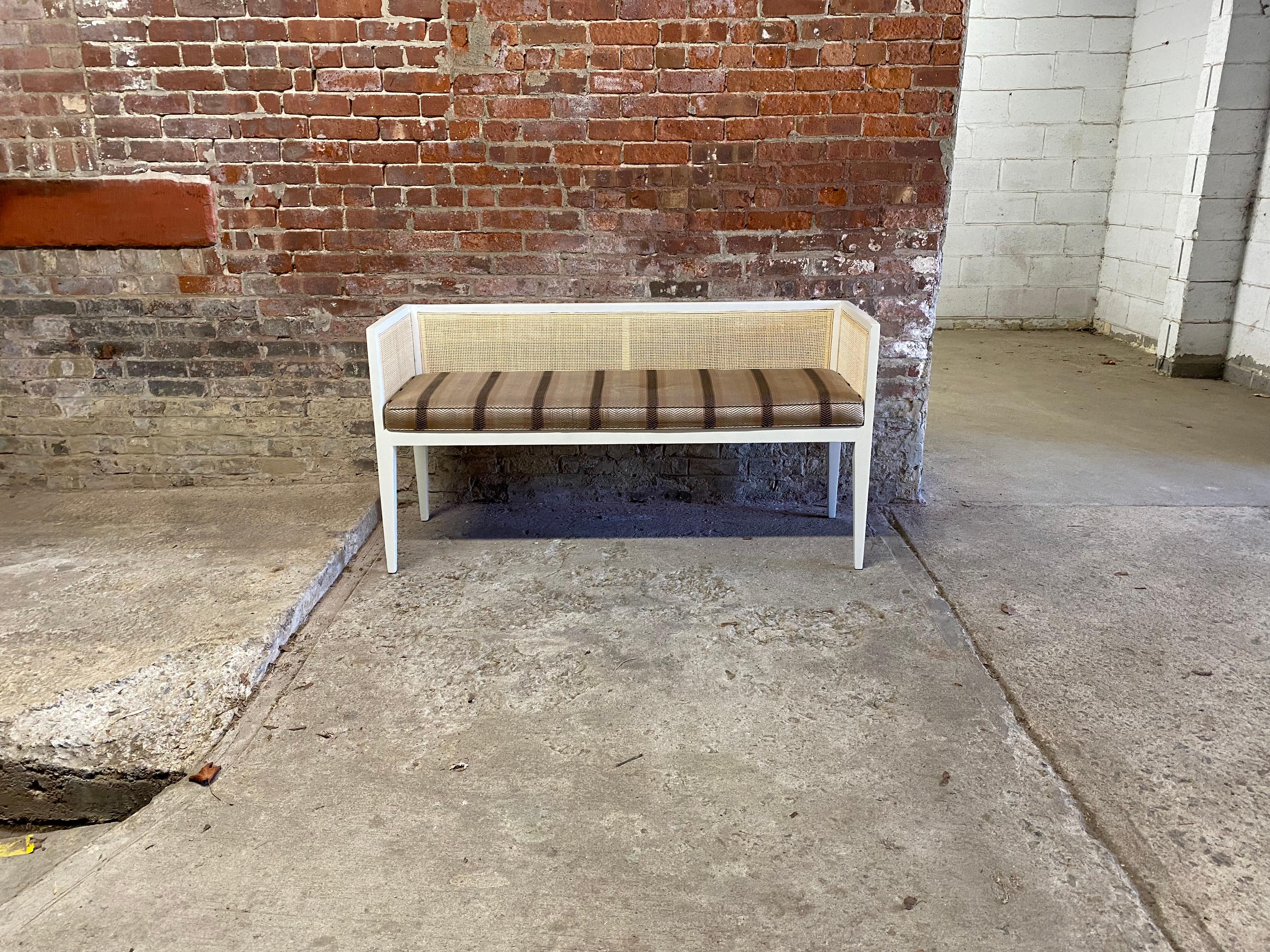 American Mid-Century Modern Caned Back Bench