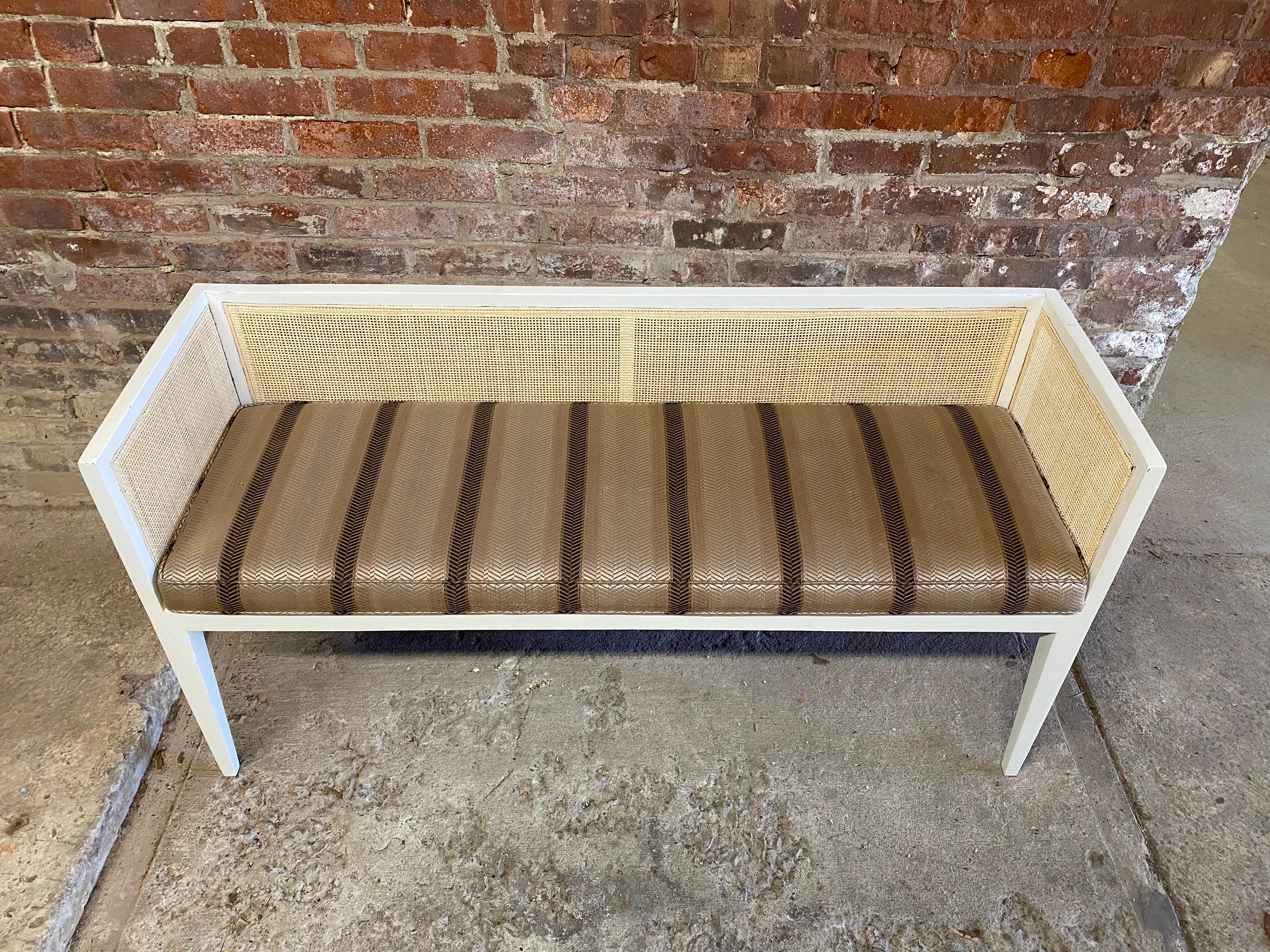 Mid-20th Century Mid-Century Modern Caned Back Bench