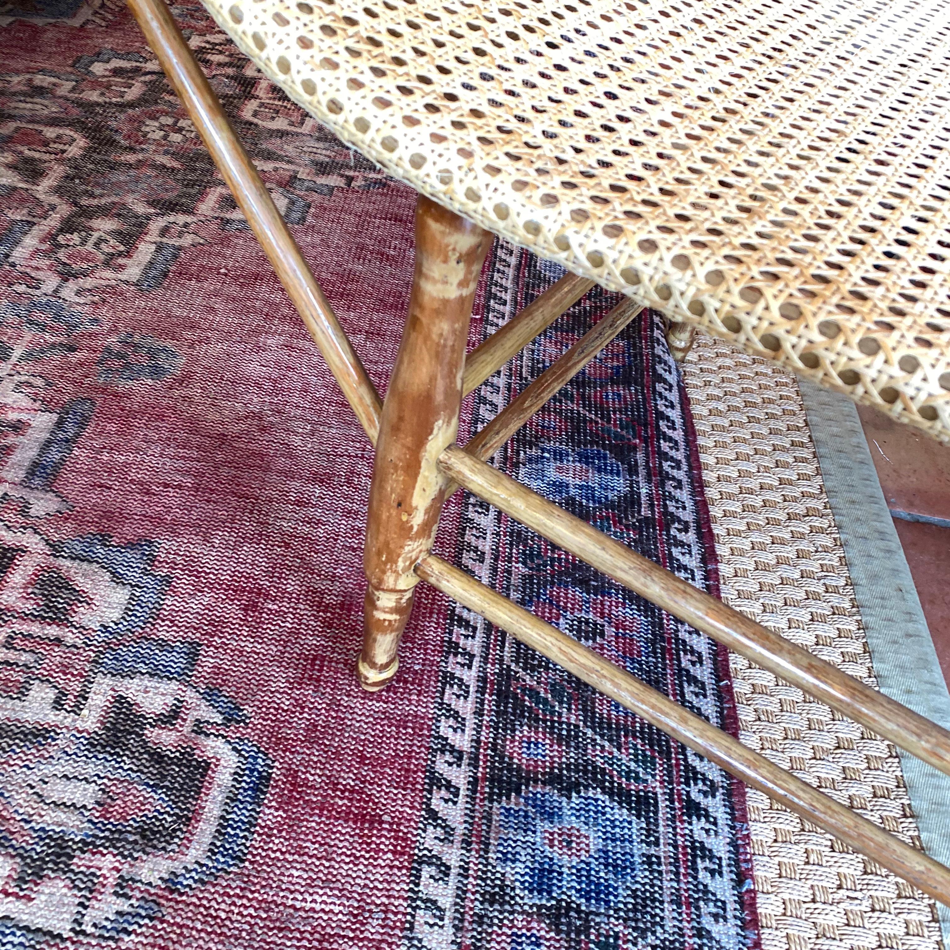 20th Century Mid-Century Modern Caned Chaise Lounge with Brass Hardware