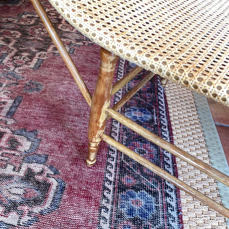 MidCentury Modern Caned Chaise Lounge with Brass Hardware at 1stDibs