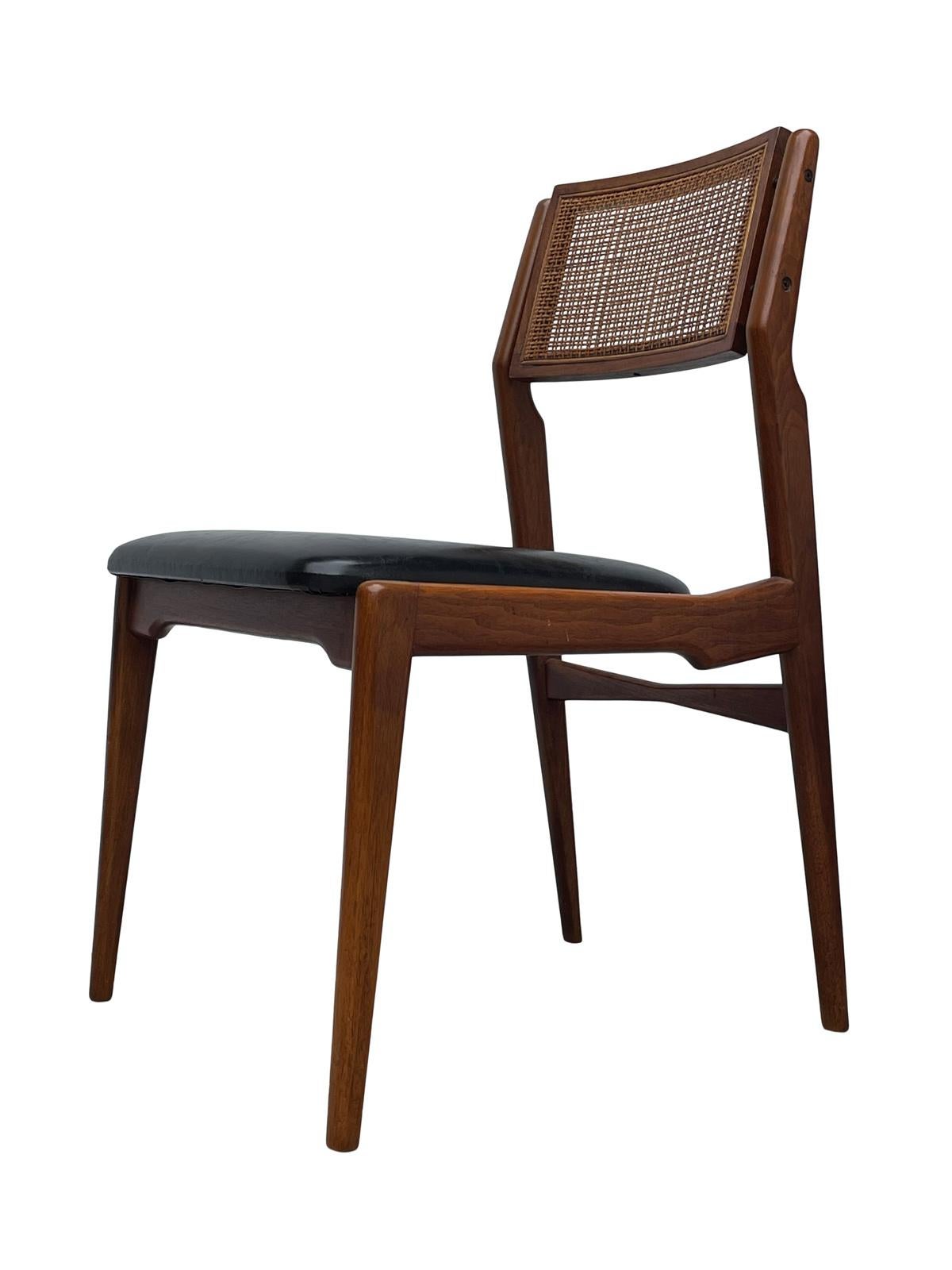 American Mid Century Modern Caned Walnut Dining Chairs For Sale