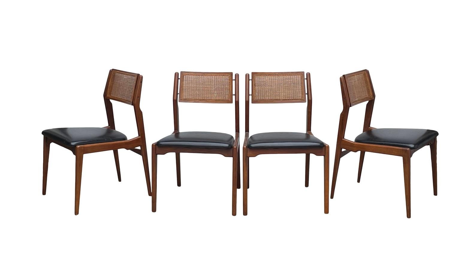 Mid-20th Century Mid Century Modern Caned Walnut Dining Chairs For Sale