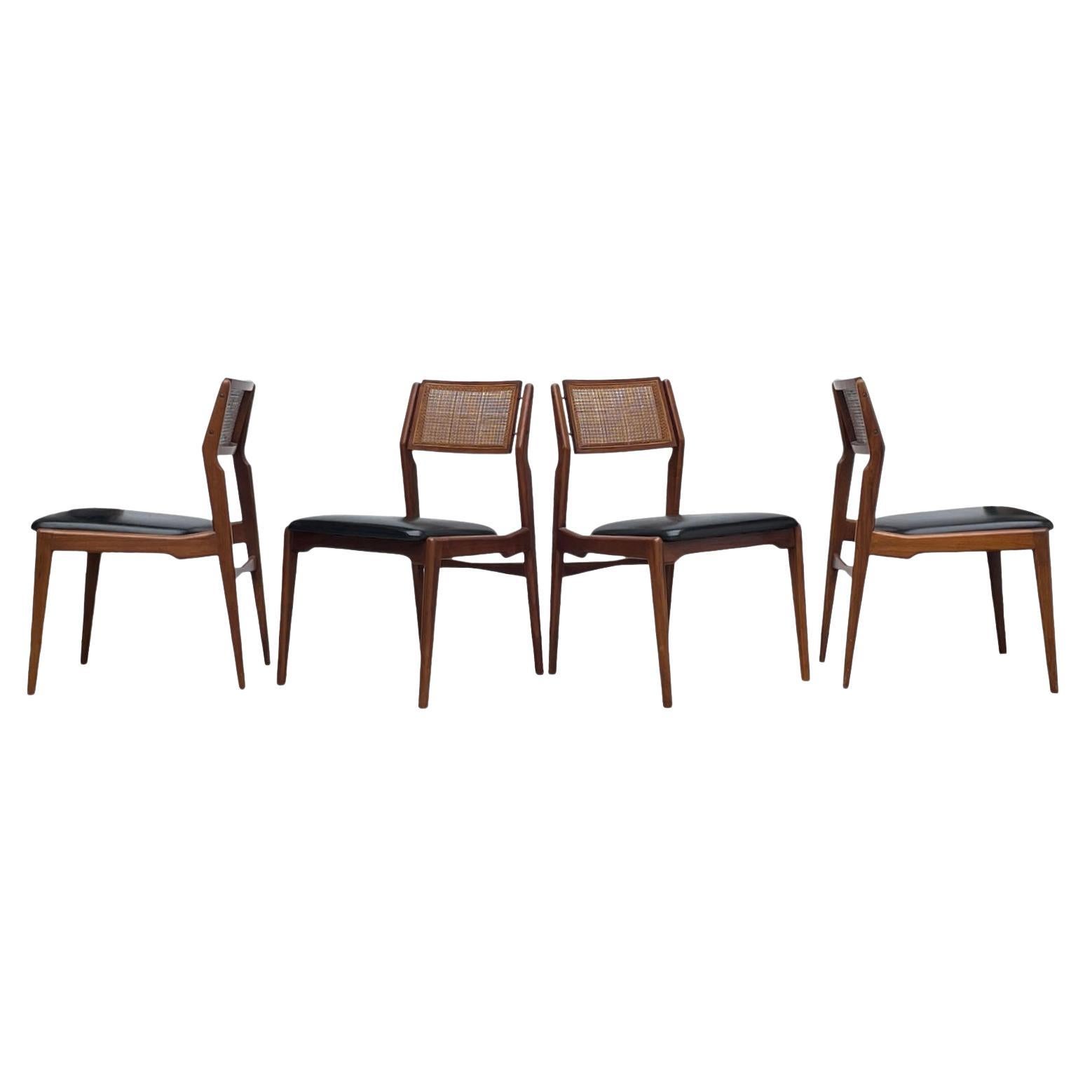 Mid Century Modern Caned Walnut Dining Chairs