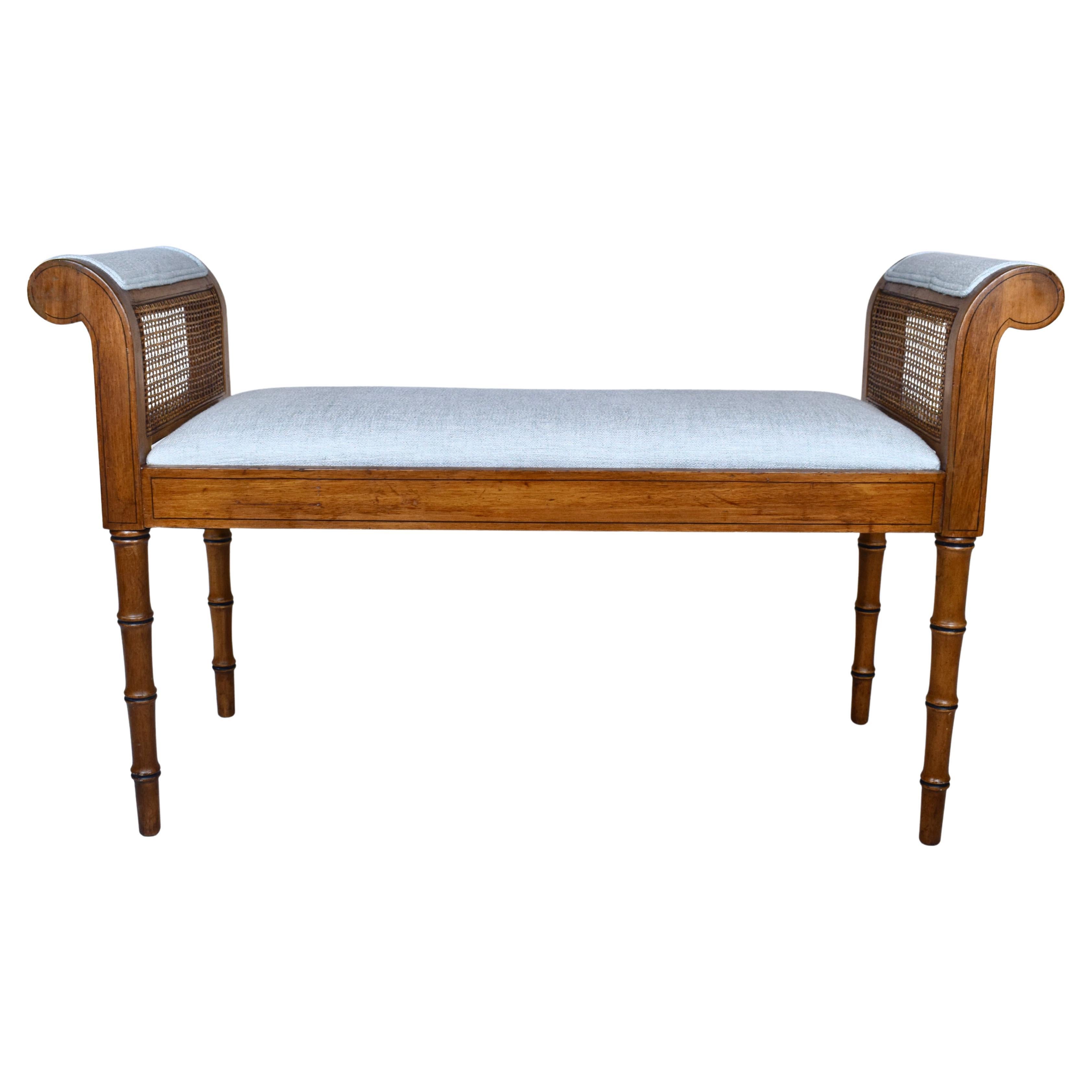 Mid Century Modern Caned Window Bench For Sale