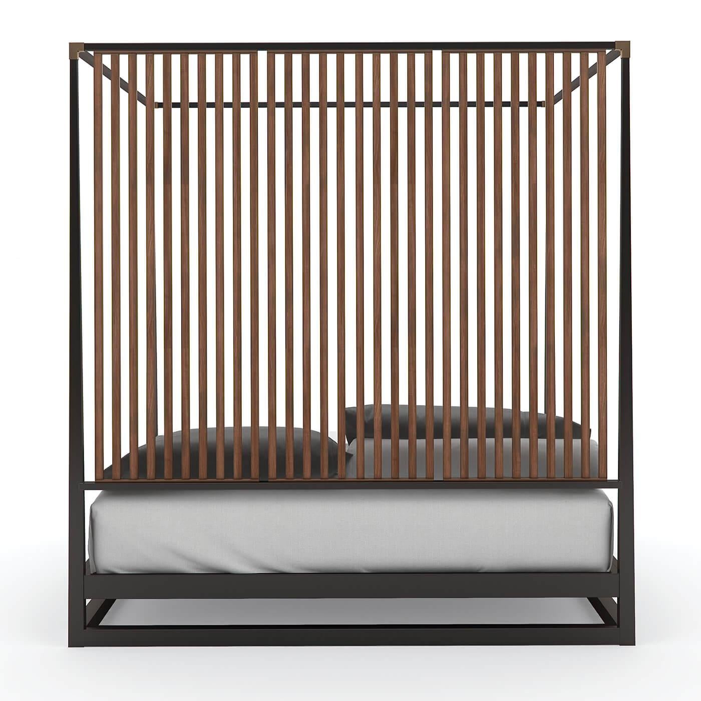 Asian Mid Century Modern Canopy Bed - California King
