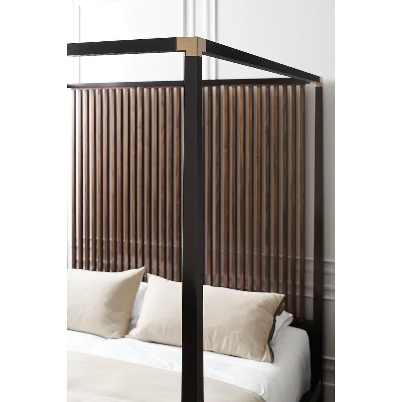 Contemporary Mid-Century Modern Canopy Bed - US King For Sale