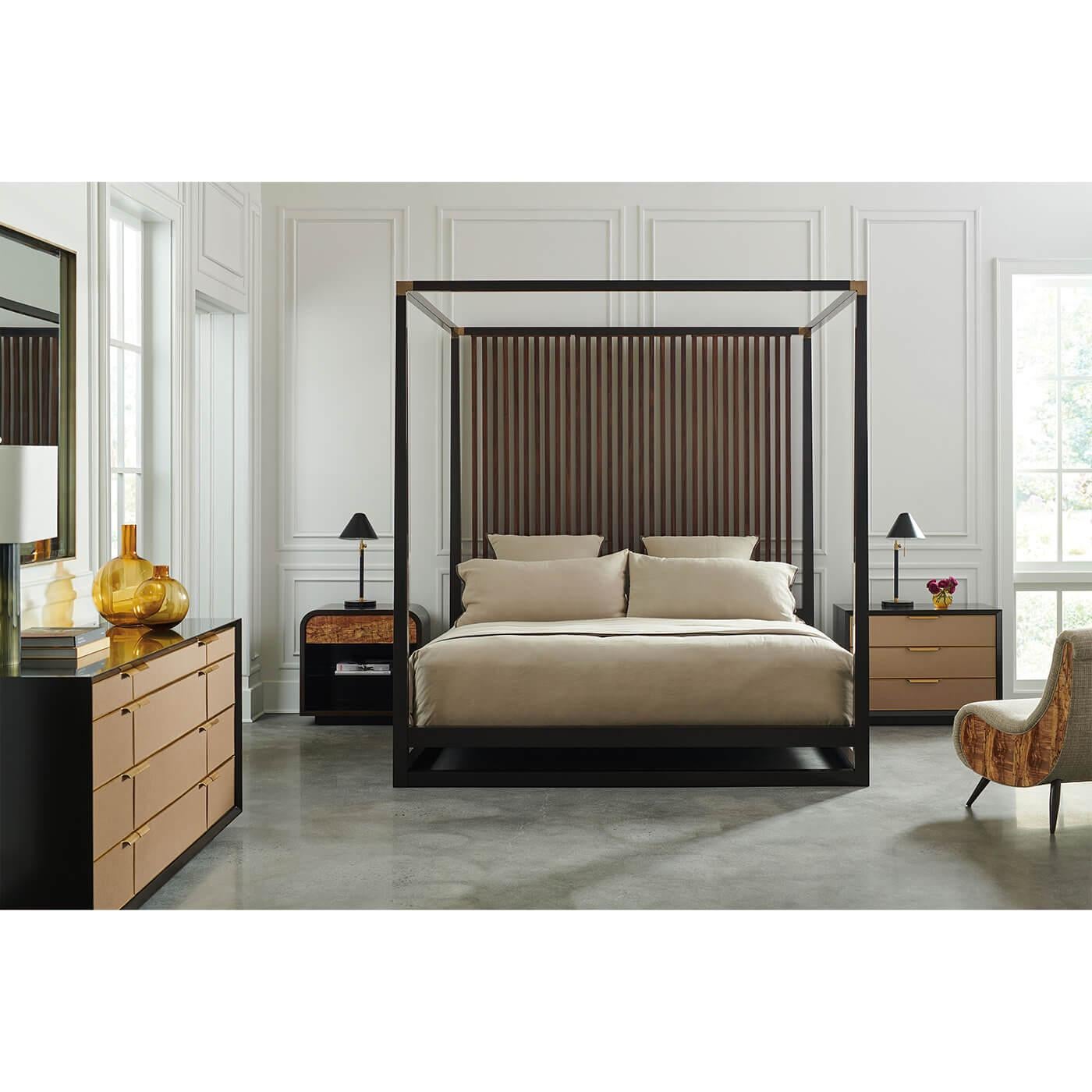 Wood Mid-Century Modern Canopy Bed - US King For Sale