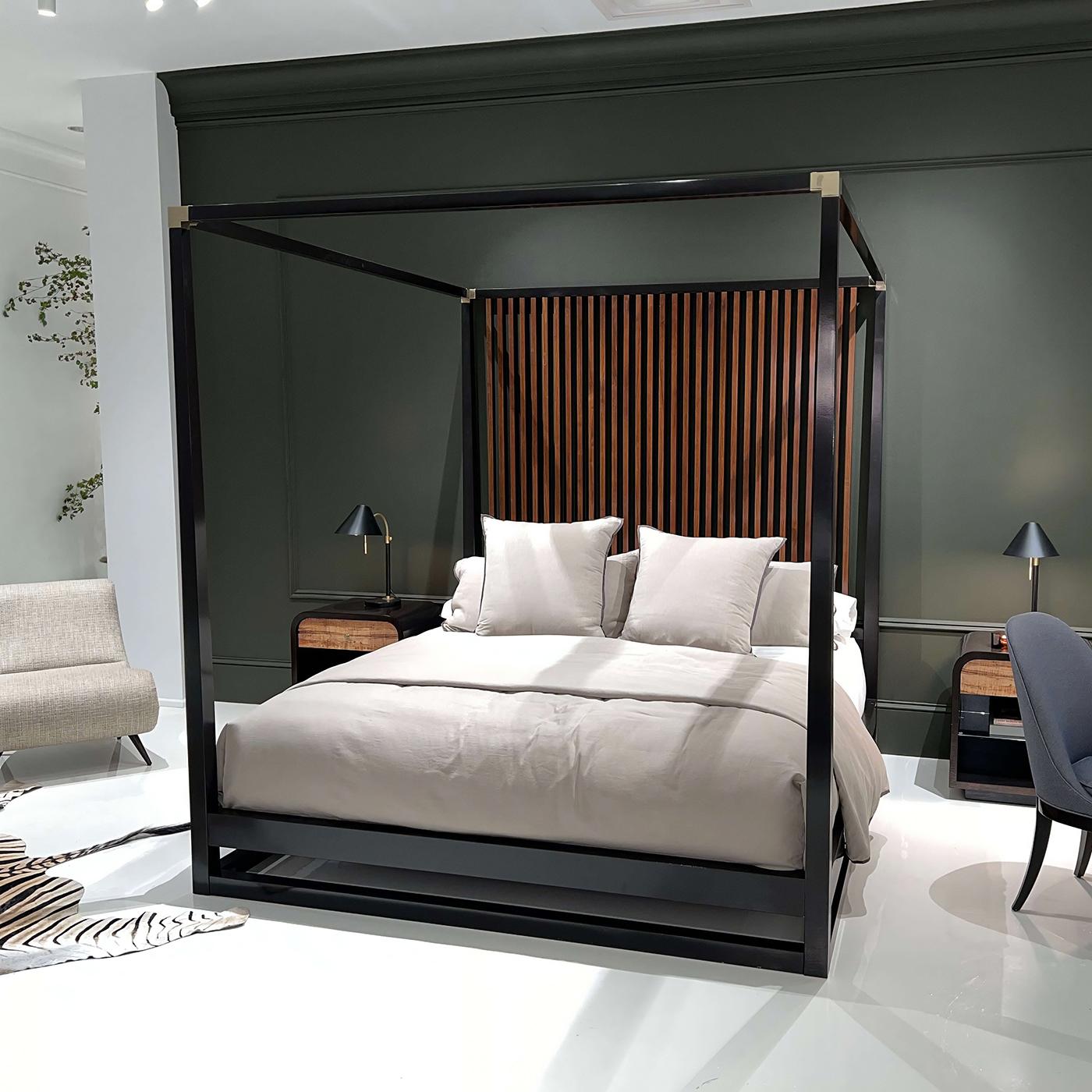 Wood Mid-Century Modern Canopy Bed - US King For Sale