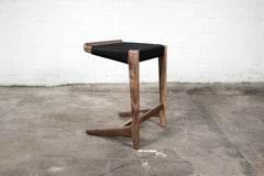 Barstool, 29", Cantilever, Black Danish Cord, Walnut, Mid Century, Semigood