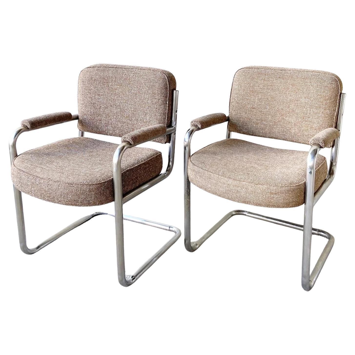 Mid-Century Modern Cantilever Arm Chairs, a Pair