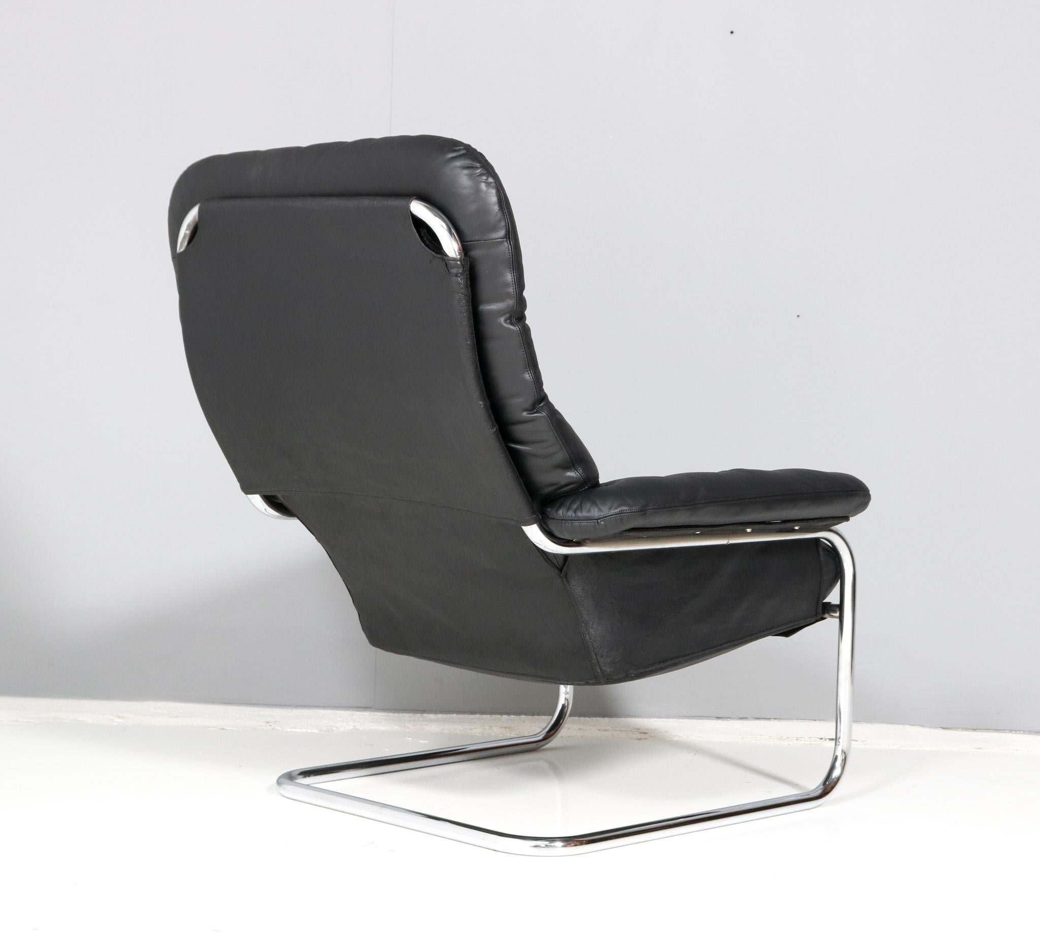 Leather Mid-Century Modern Cantilever Lounge Chair by Sam Larsson for Dux, 1972 For Sale
