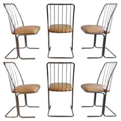 Vintage Mid-Century Modern Cantilevered Chrome Dining Chairs by Daystrom, Set of Six