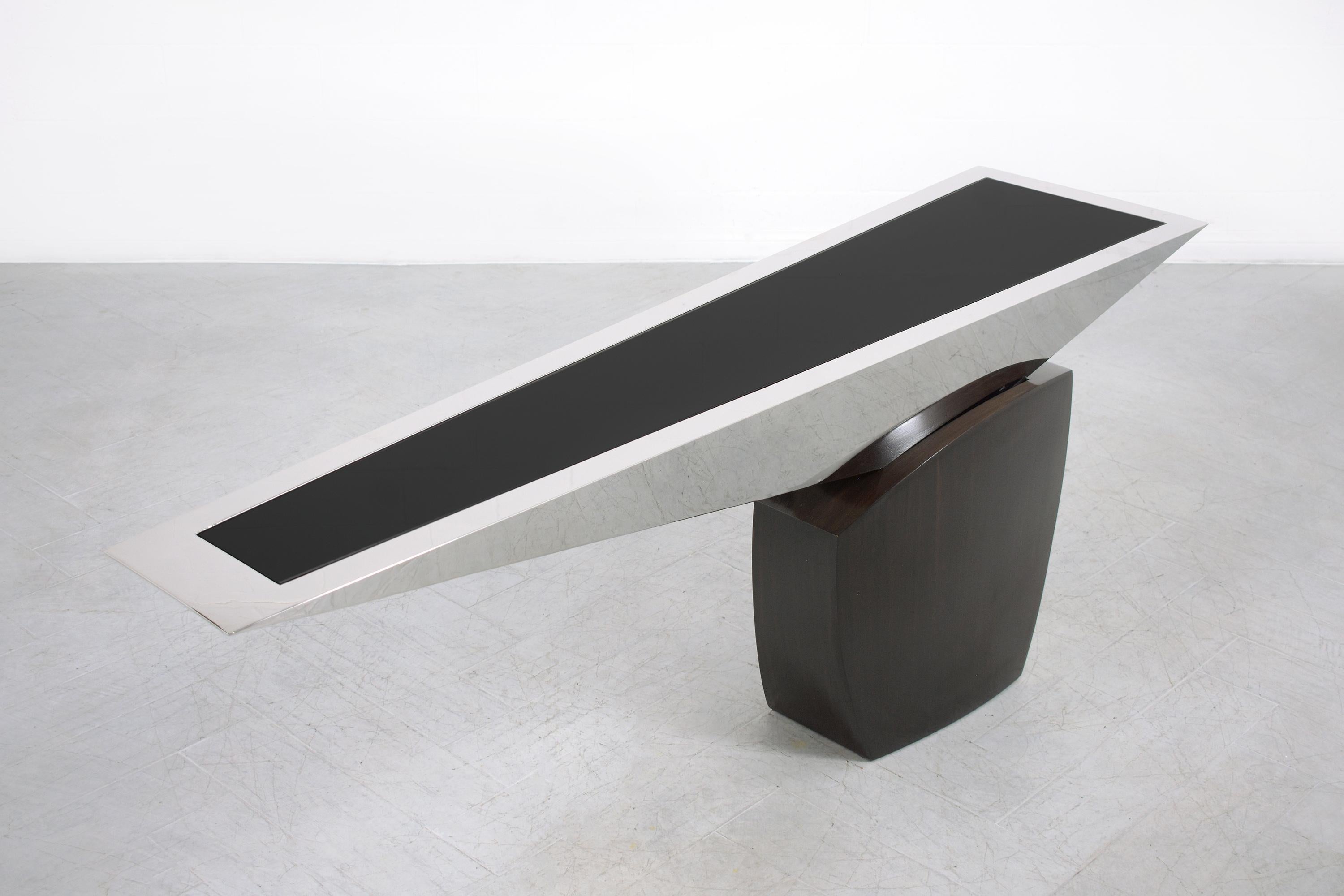 Polished Mid-Century Modern Cantilevered Console Table