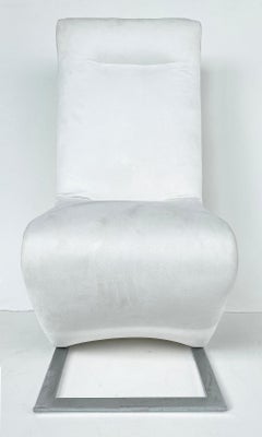 Mid-century Modern Cantilevered Dining Chairs, Stainless Steel Bases, Set of 8