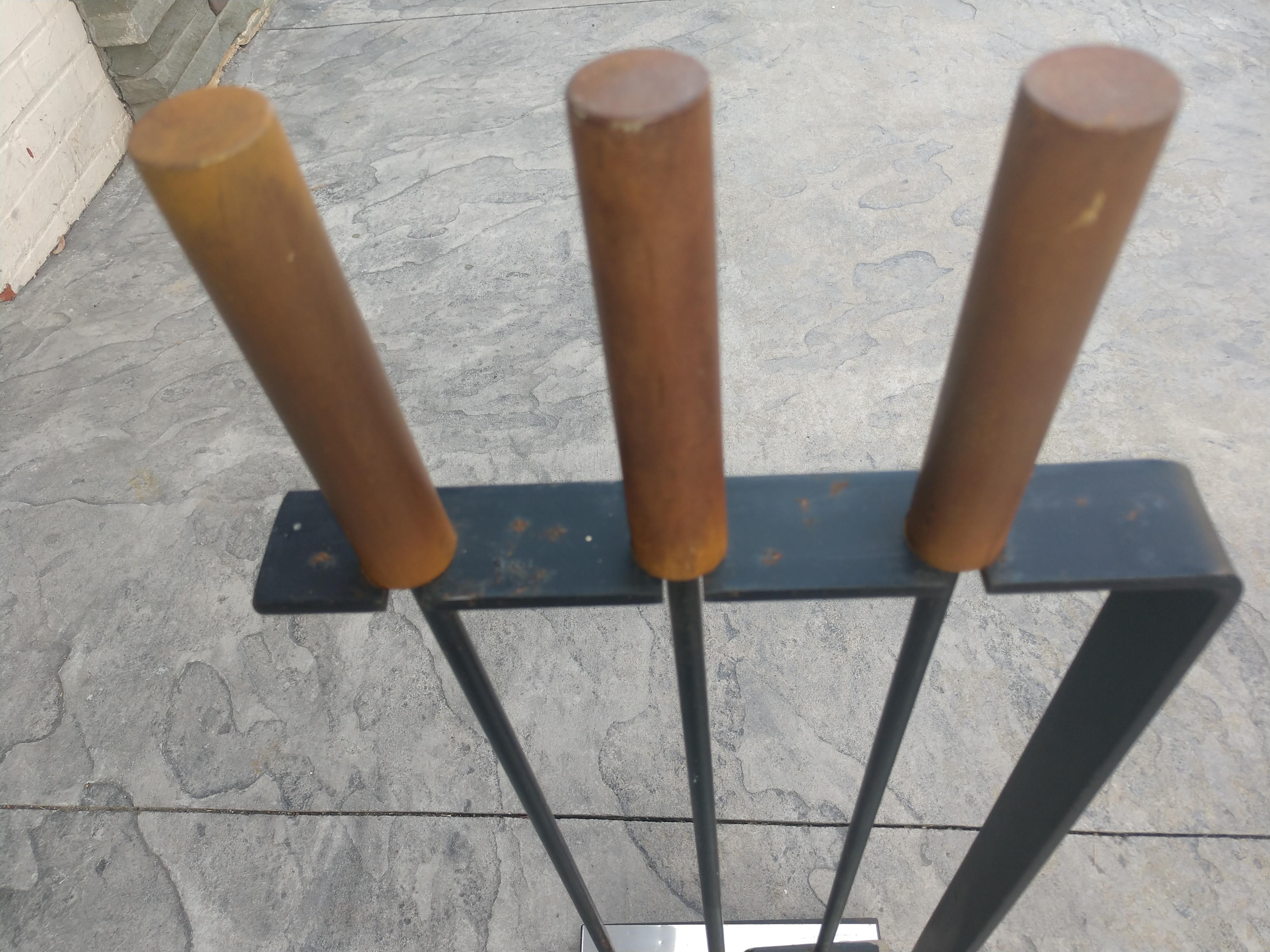 Late 20th Century Mid-Century Modern Cantilevered Fireplace Tool Set
