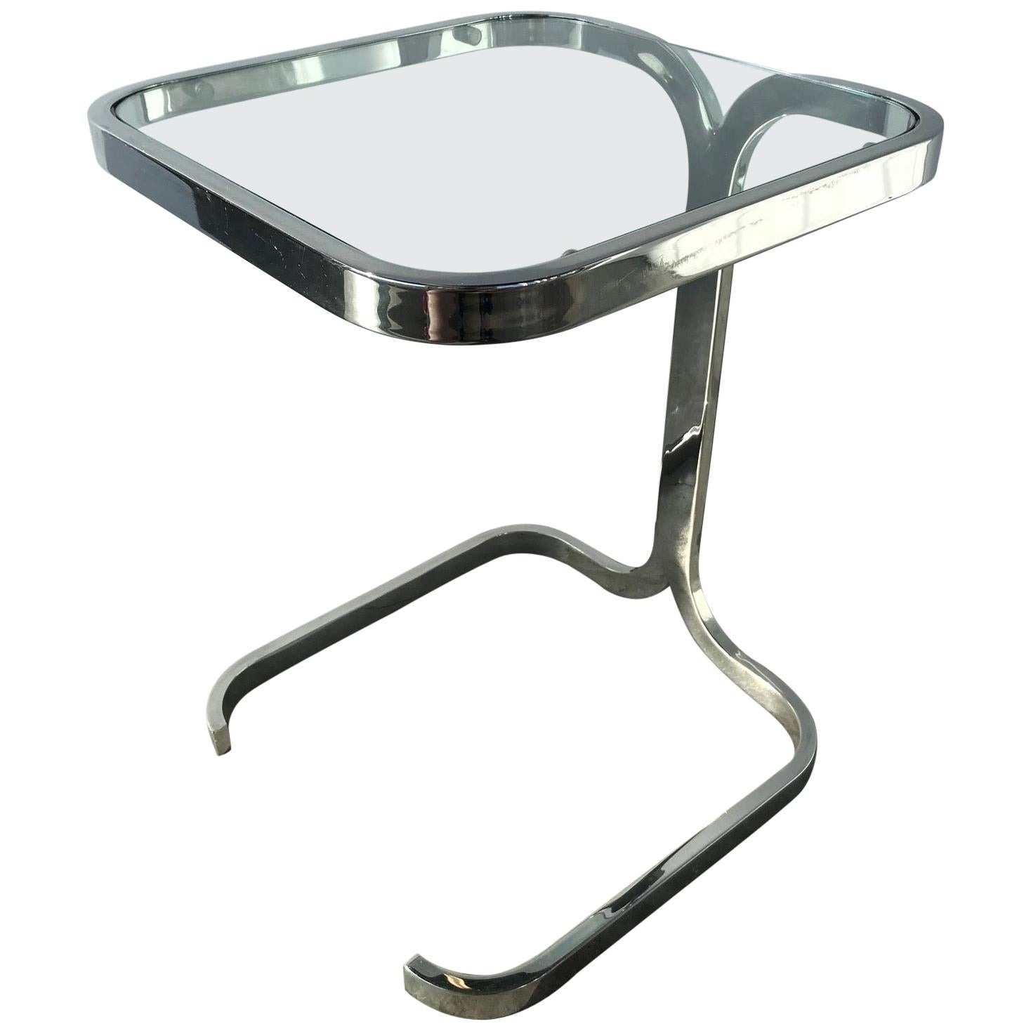Mid-Century Modern Cantilevered Side Table in Chrome, Italy, 1970s