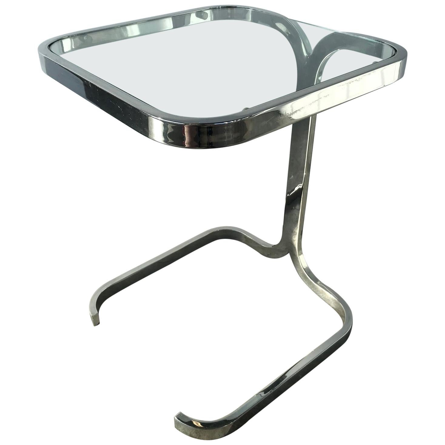 Chrome and Glass MidCentury Modern Side Table For Sale at 1stdibs
