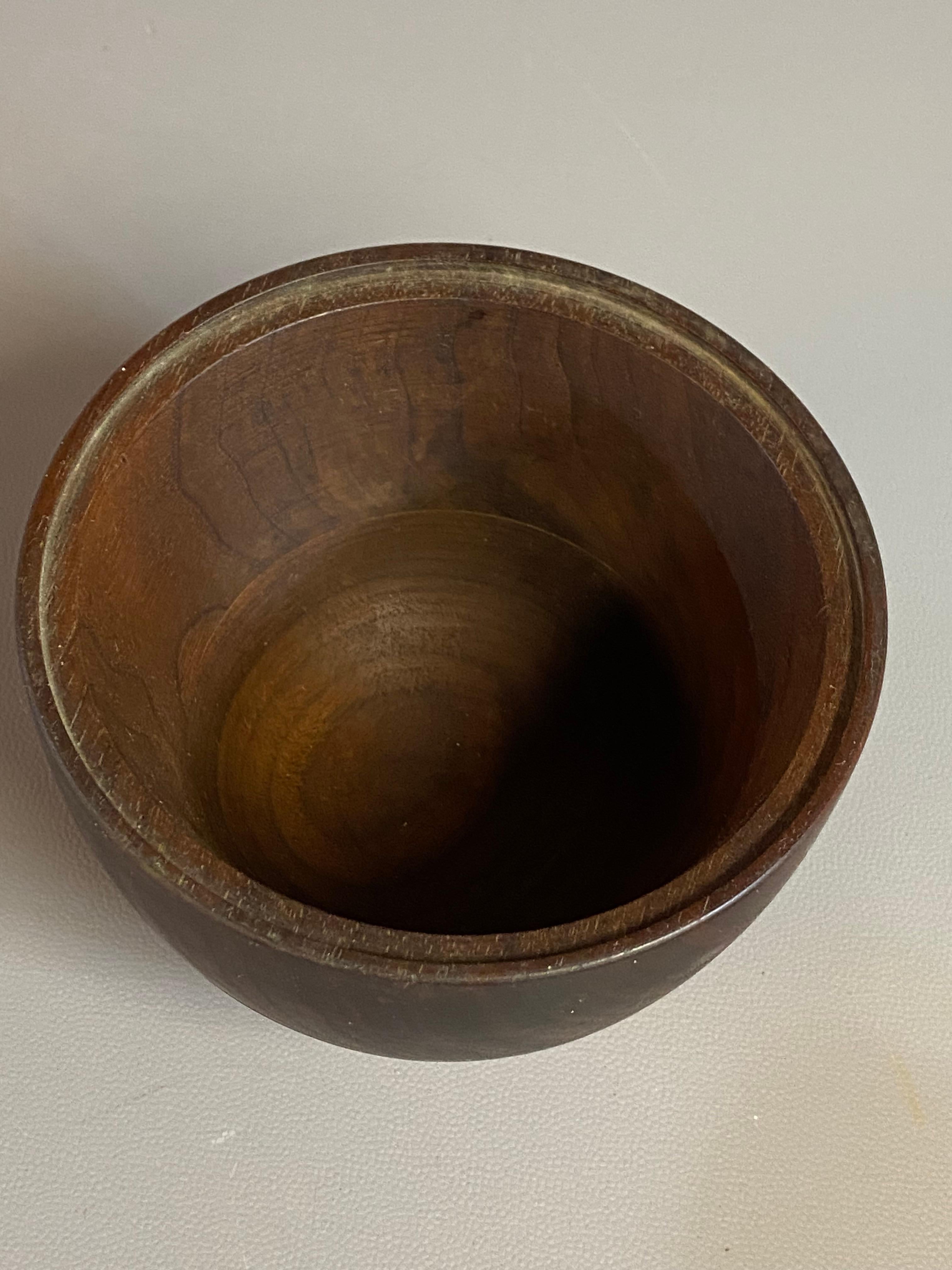 Mid Century Modern Capital Enterprises Turned Walnut and Enameled Covered Vessel For Sale 3