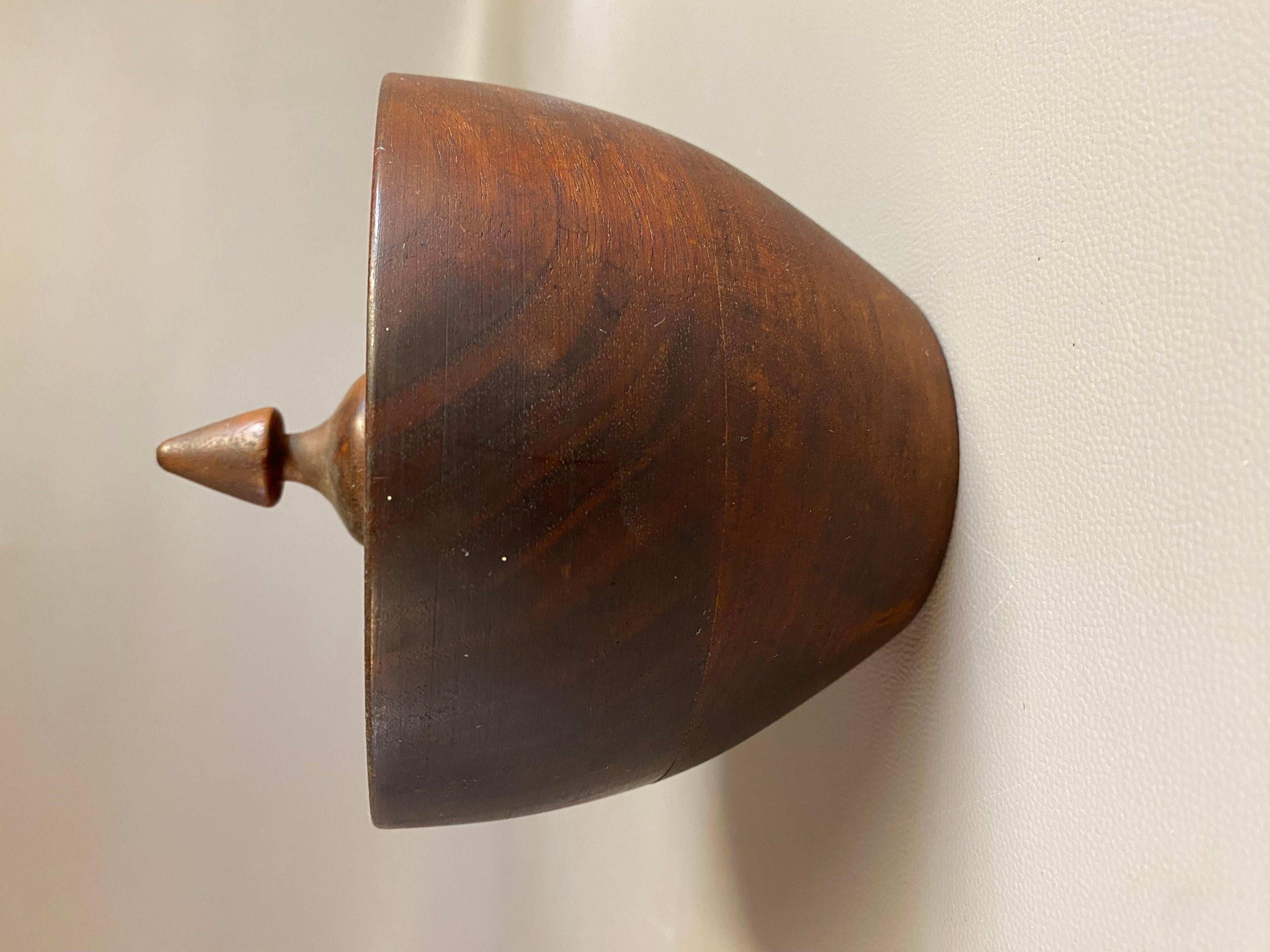 Mid Century Modern Capital Enterprises Turned Walnut and Enameled Covered Vessel In Good Condition For Sale In Garnerville, NY