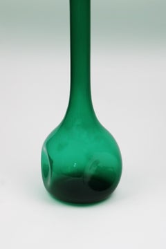 Mid Century Modern Carafe Large Green Glass Empoli Dimpled Decanter 1960's Italy