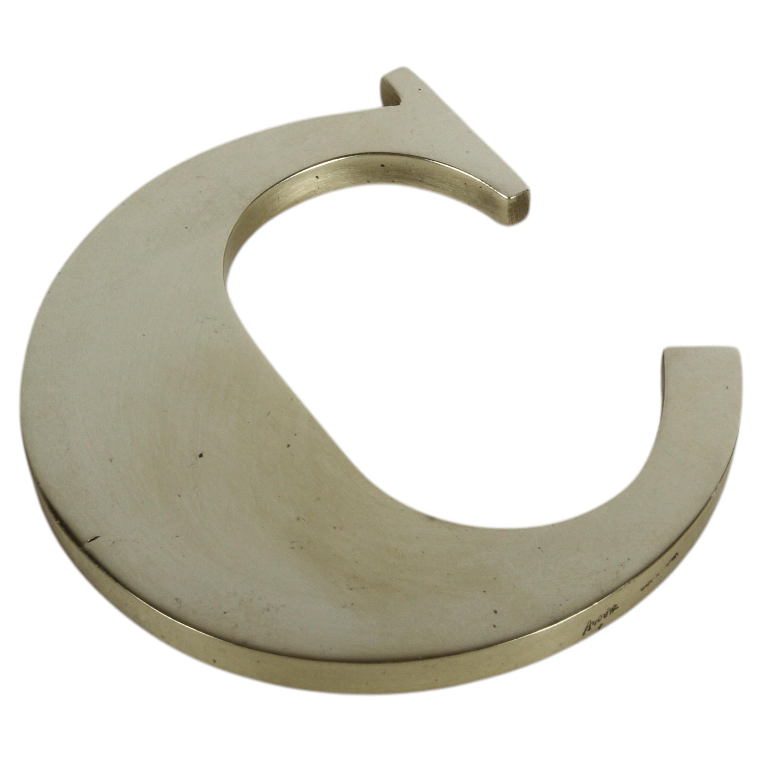 Mid-Century Modern Carl Auböck Austria Brass Letter or Initial "C" Paperweight For Sale