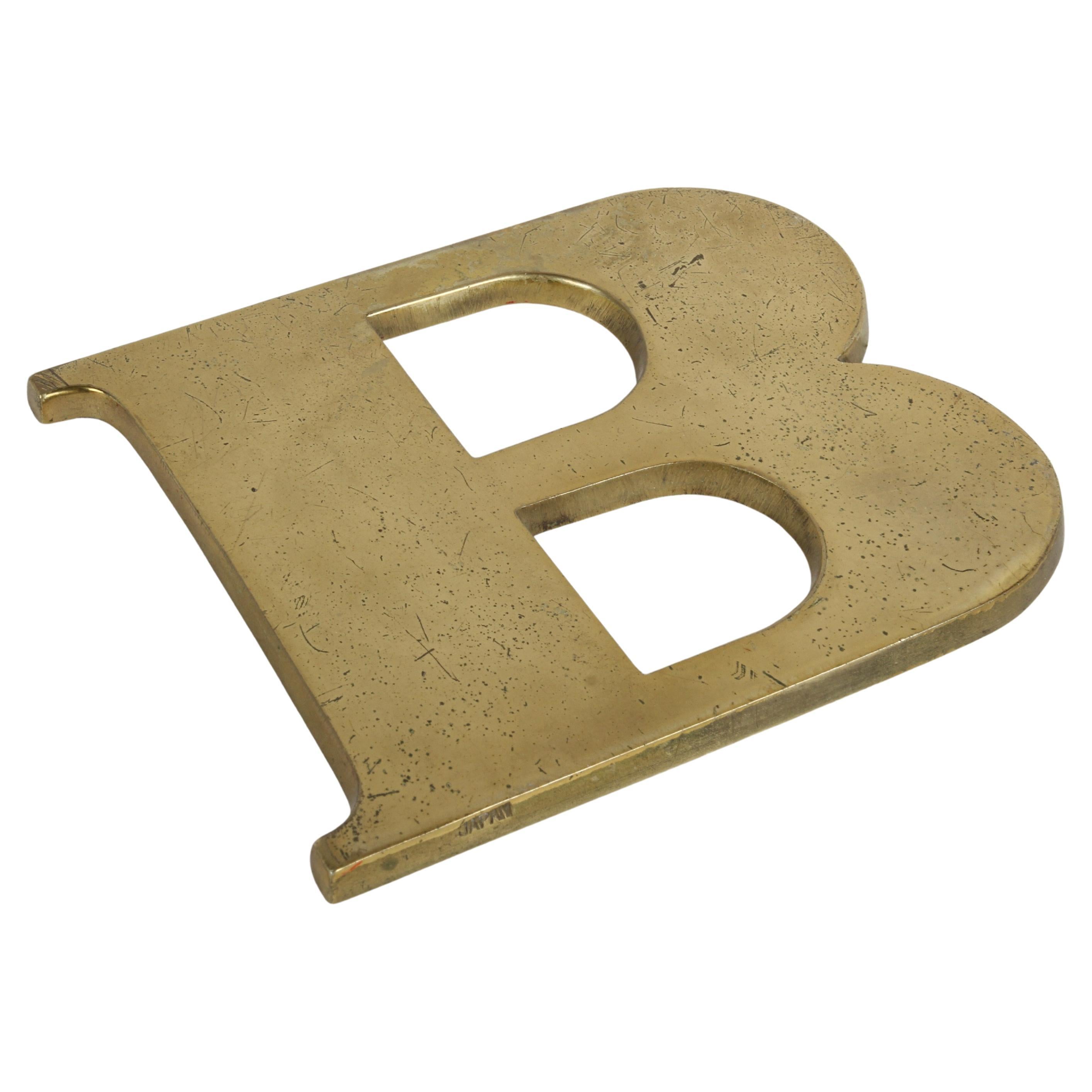 Mid-Century Modern Carl Auböck Style Brass Initial "B" Paperweight - Japan For Sale