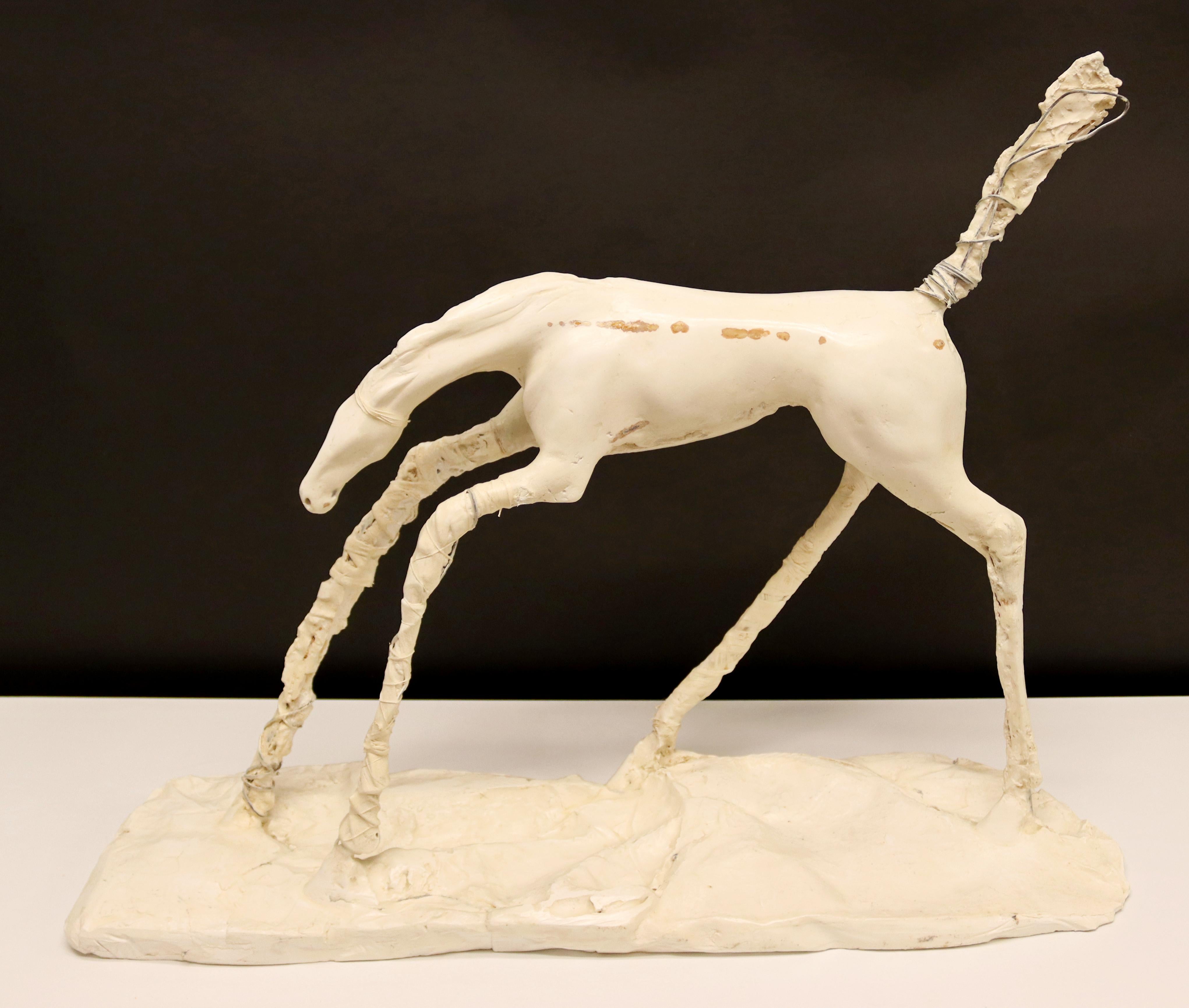 For your consideration is a stupendously unique, plaster table sculpture of a horse, handmade, signed and dated by Carl Dahl, 1975. In excellent vintage condition. The dimensions are 27