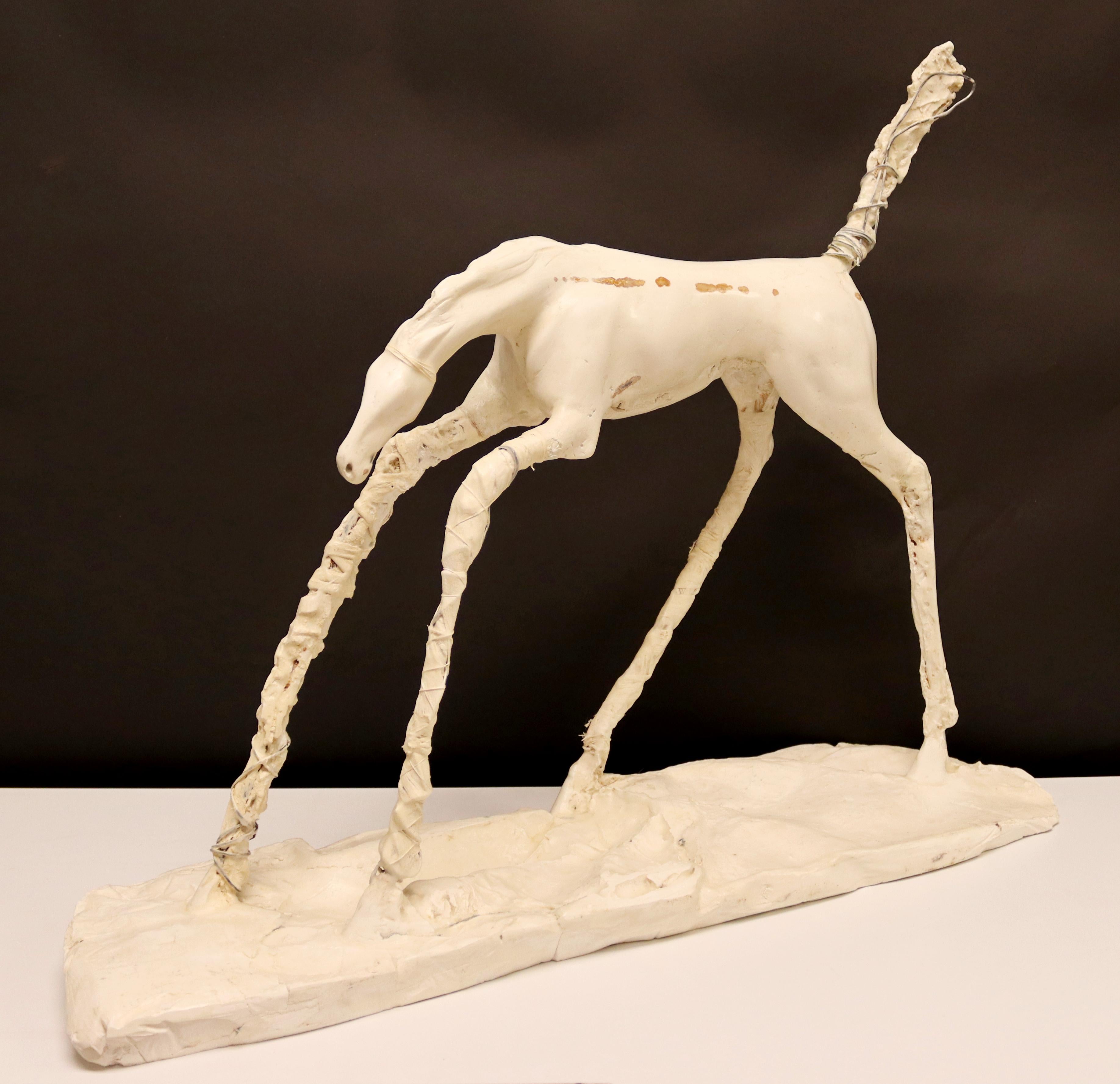 Mid-Century Modern Carl Dahl Signed Early Plaster Horse Table Sculpture, 1970s In Good Condition In Keego Harbor, MI