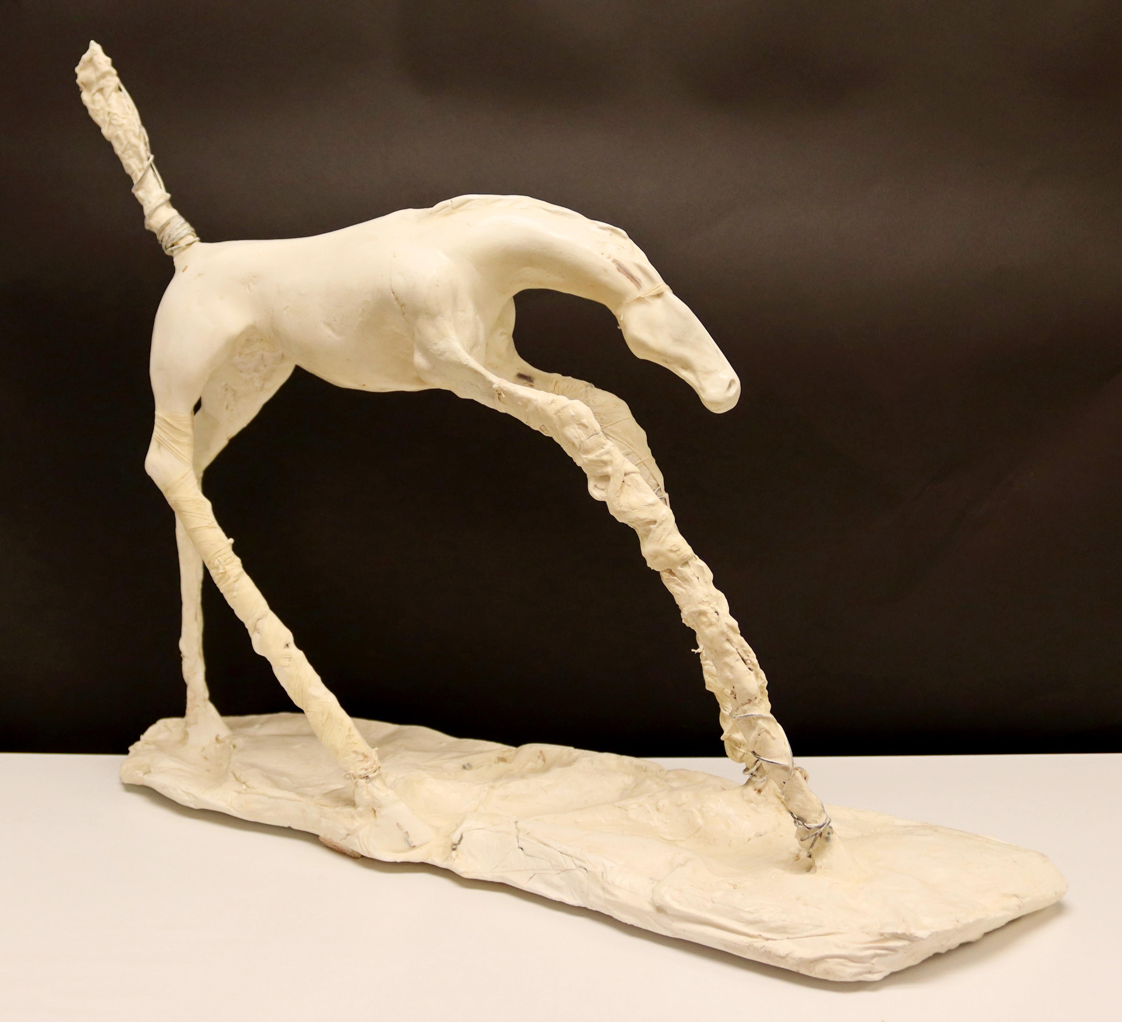 Mid-Century Modern Carl Dahl Signed Early Plaster Horse Table Sculpture, 1970s 2