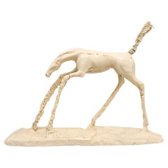 Mid-Century Modern Carl Dahl Signed Early Plaster Horse Table Sculpture, 1970s