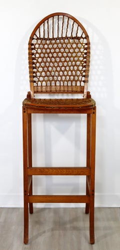 Mid-Century Modern Carl Koch for Vermont Tubbs Sno Shu Bar Stool Raw Hide 1950s