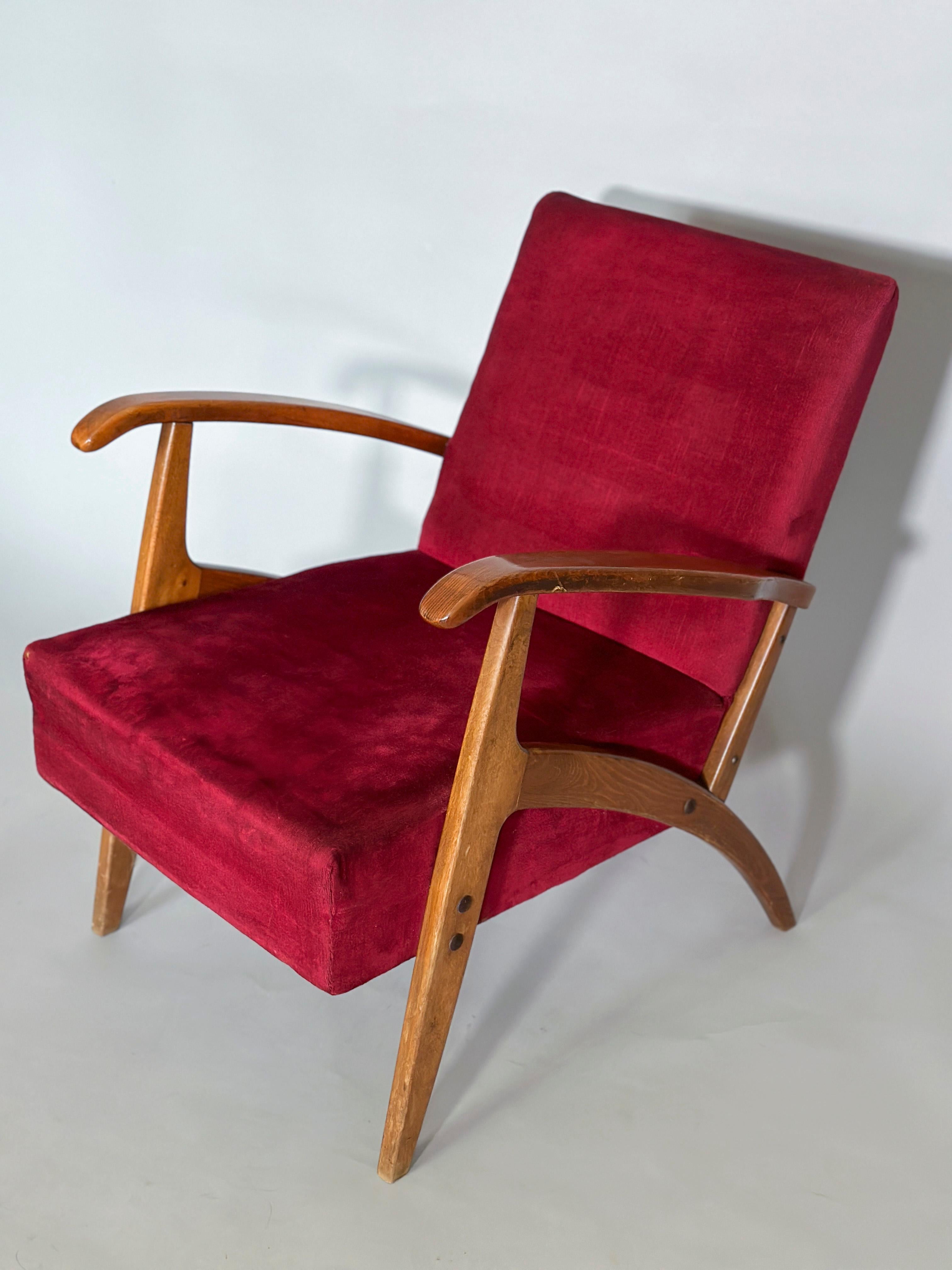 Moderner Carlo Mollino-Sessel aus der Mitte des Jahrhunderts in Originalzustand, Italien 1950 (Italienisch) im Angebot