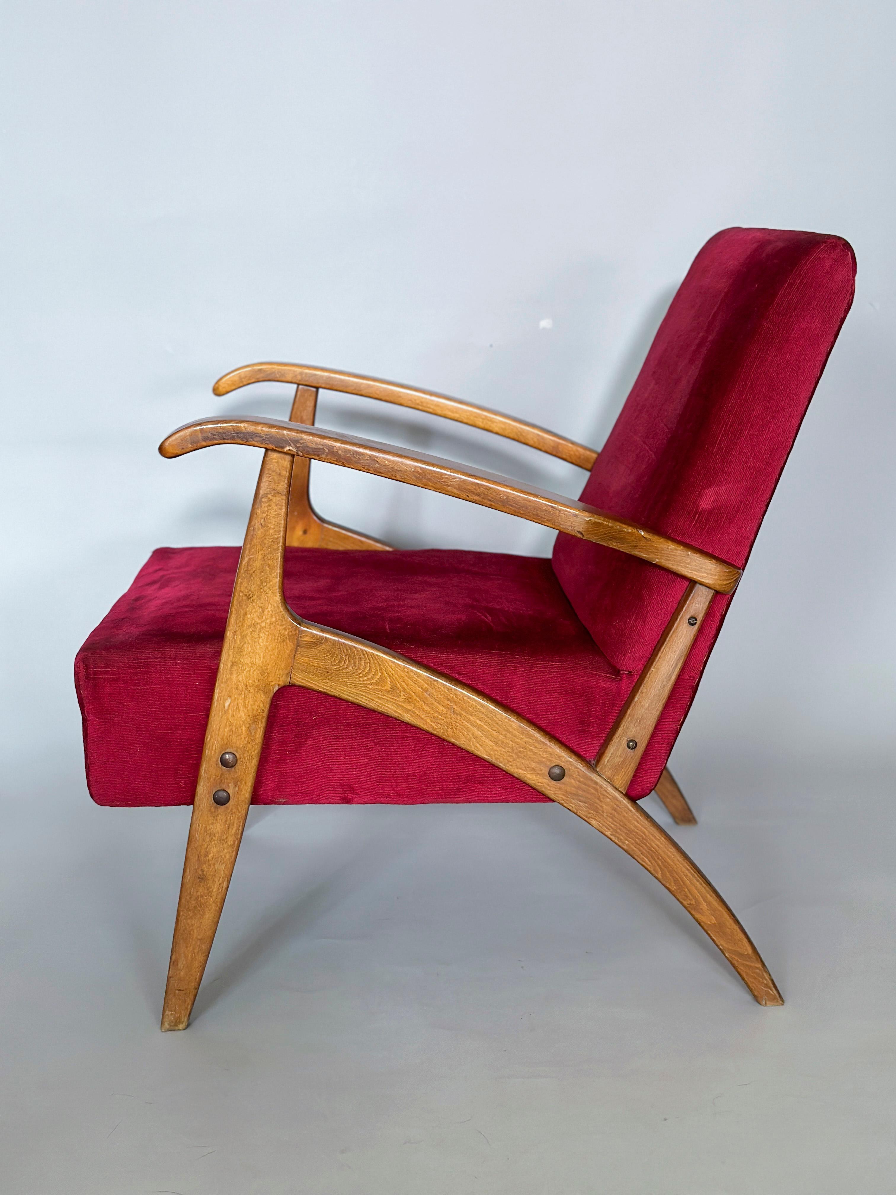 Mid-20th Century Mid-Century Modern Armchairs in Original Condition, Italy, 1950s For Sale