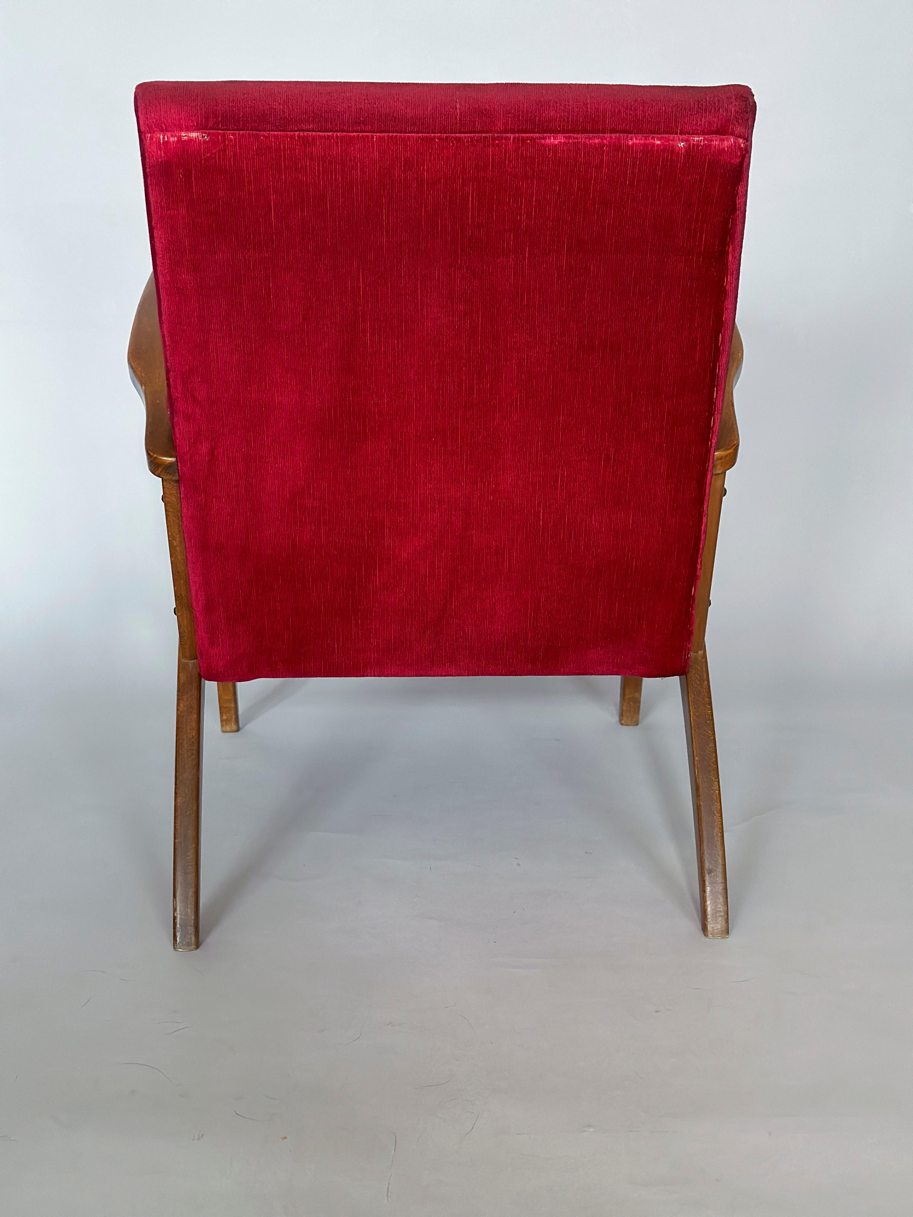 Fauteuil Carlo Mollino moderne du milieu du siècle dans son état d'origine, Italie, 1950 en vente 2