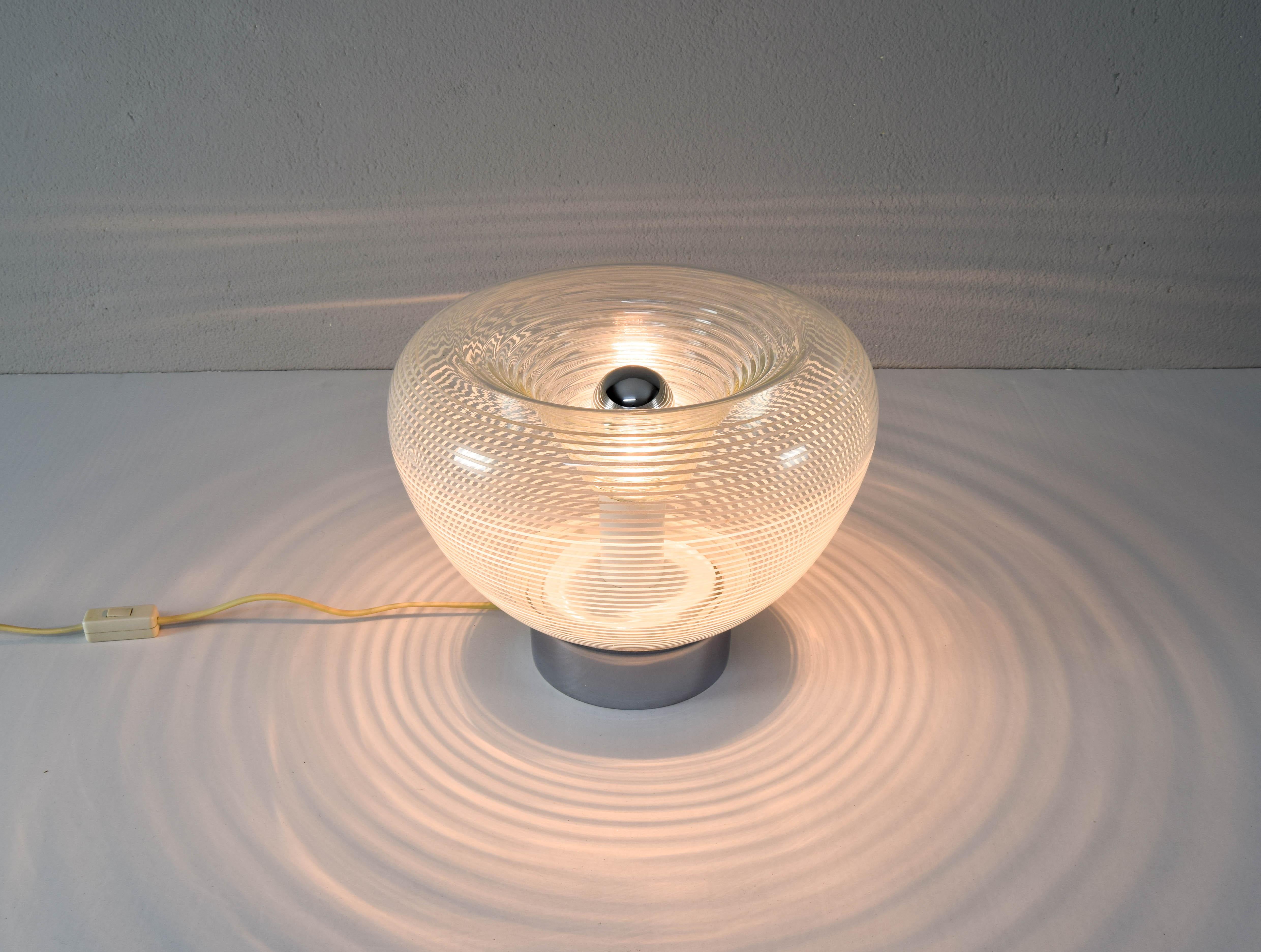 Italian Mid Century Modern Mazzega Murano Crystal Table Lamp Carlo Nason Style Italy 60s For Sale
