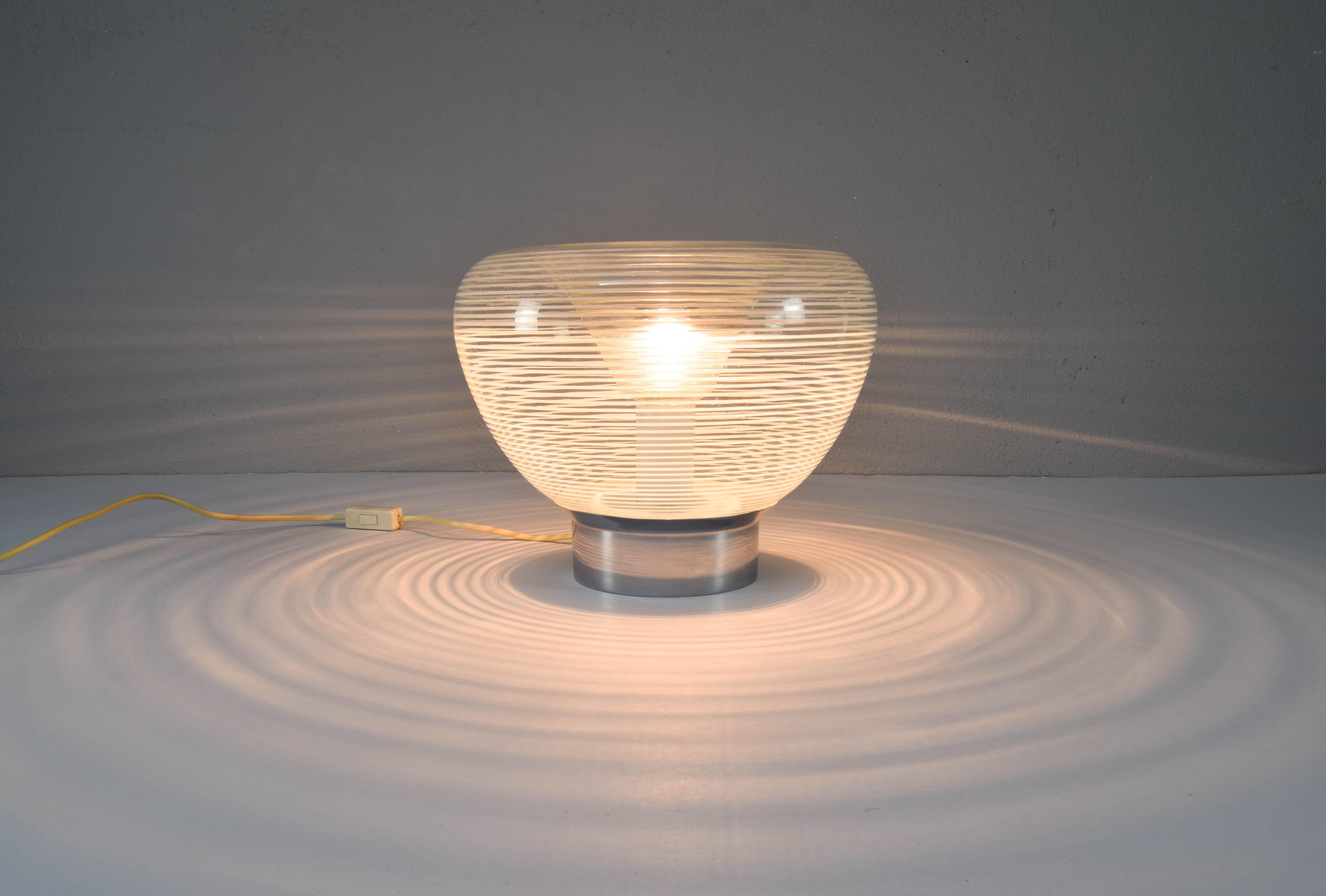 Acier Lampe de bureau mi-siècle moderne en cristal de Murano Mazzega, style Carlo Nason, Italie, années 60 en vente