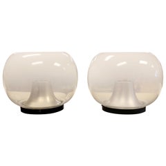Mid-Century Modern Carlo Nason for Mazzegga Globe Glass Table Lamps, 1960s, Pair