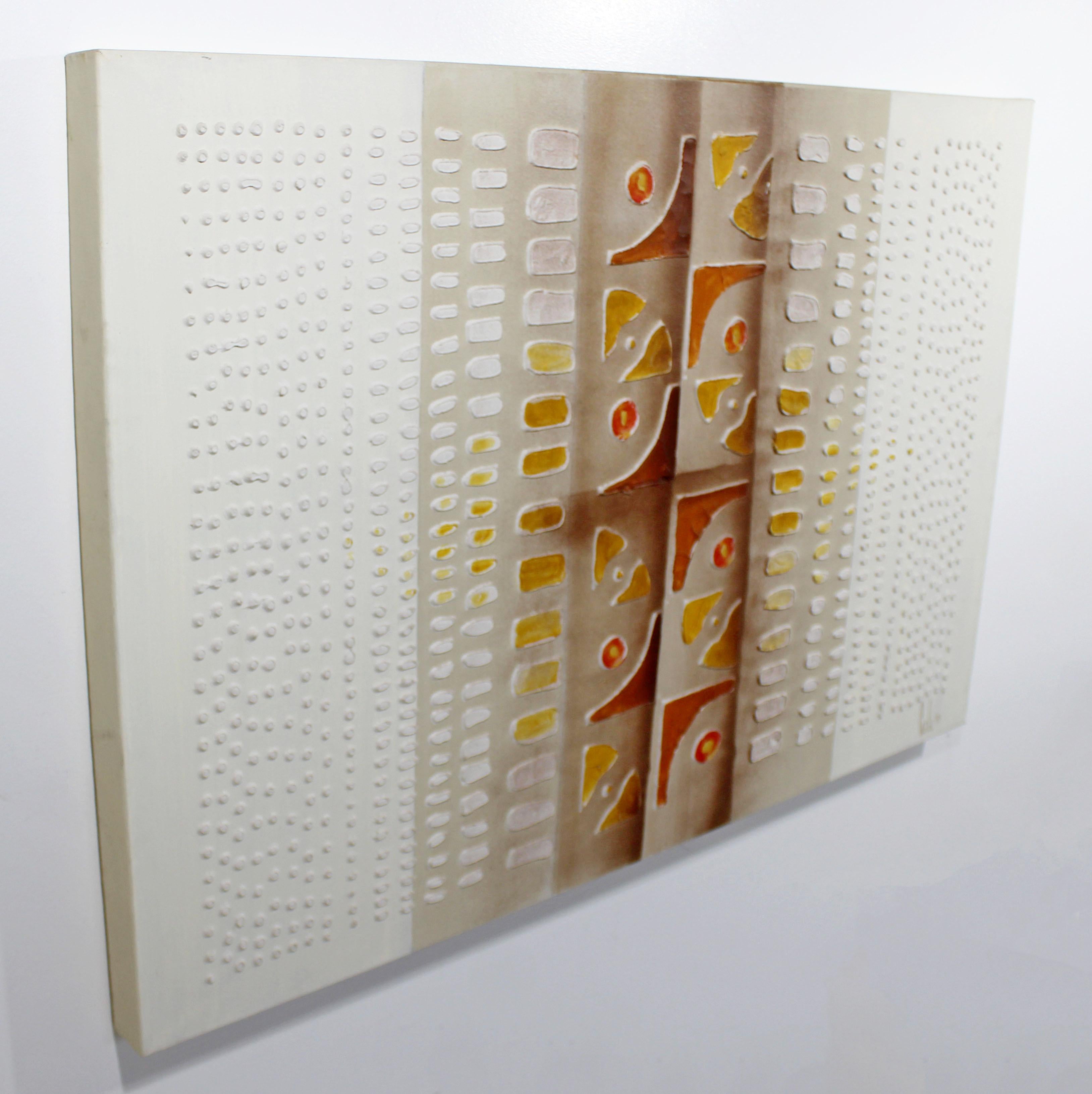 American Mid-Century Modern Carlo of Hollywood Signed Textural Abstract Art 1970s 36/100