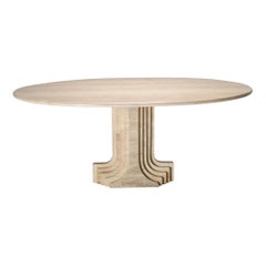 Mid-Century Modern Carlo Scarpa Cream Travertine Samo Dining Table, Italy, 1970