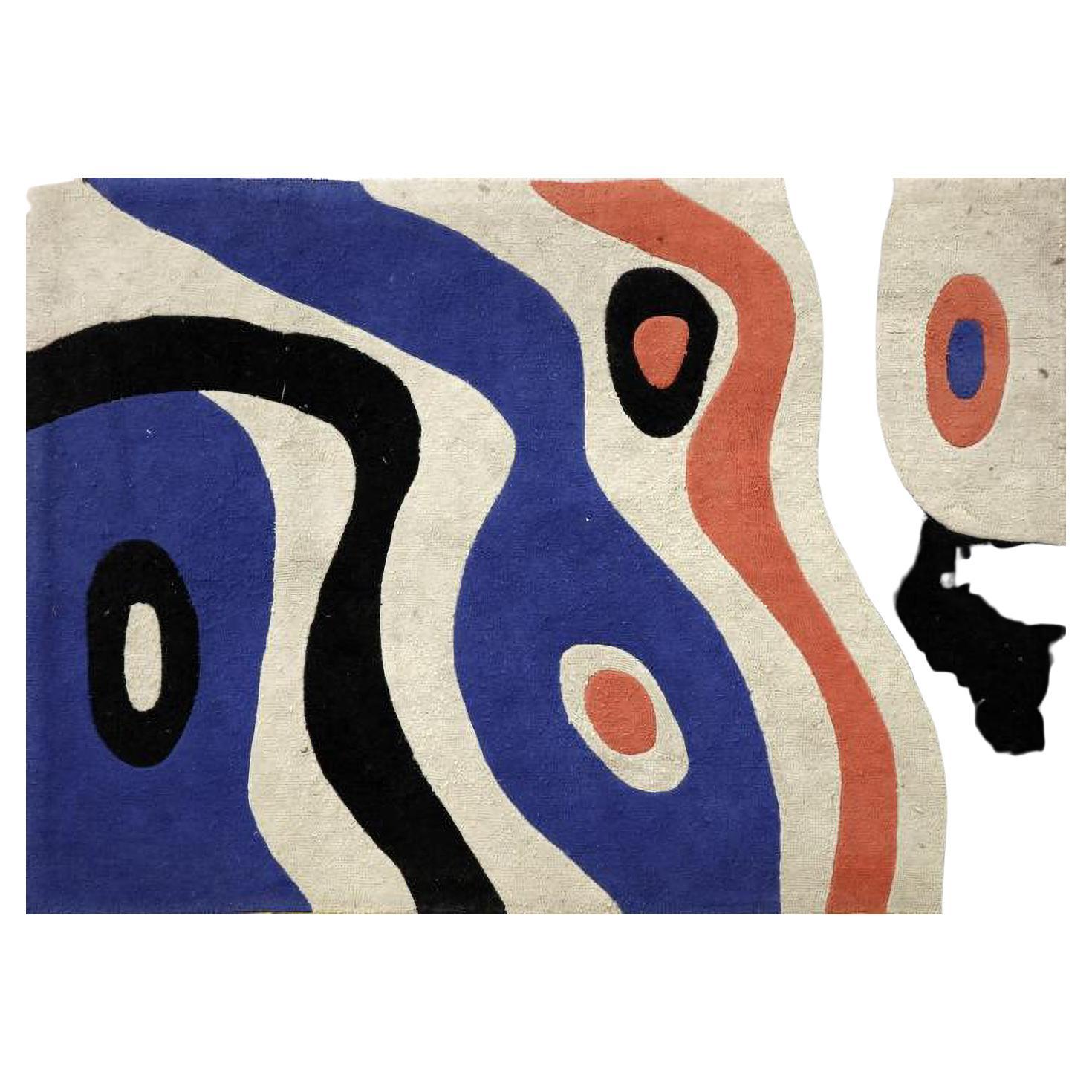 Moderner Teppich aus der Mitte des Jahrhunderts mit geometrischem Wolldesign  (Mitte des 20. Jahrhunderts) im Angebot