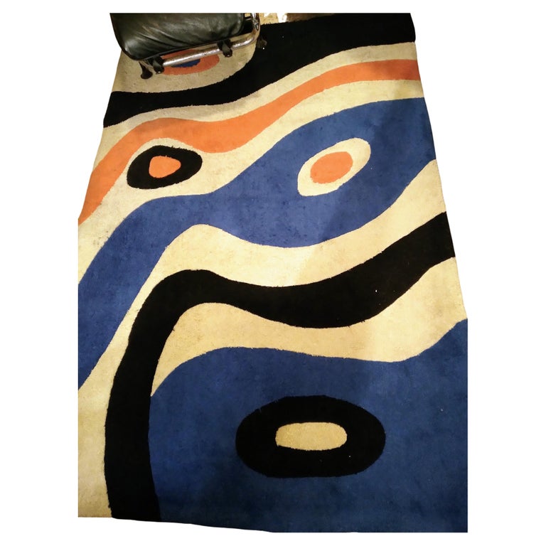 MidCentury Modern Carpet with Geometric Wool Design For Sale at 1stDibs