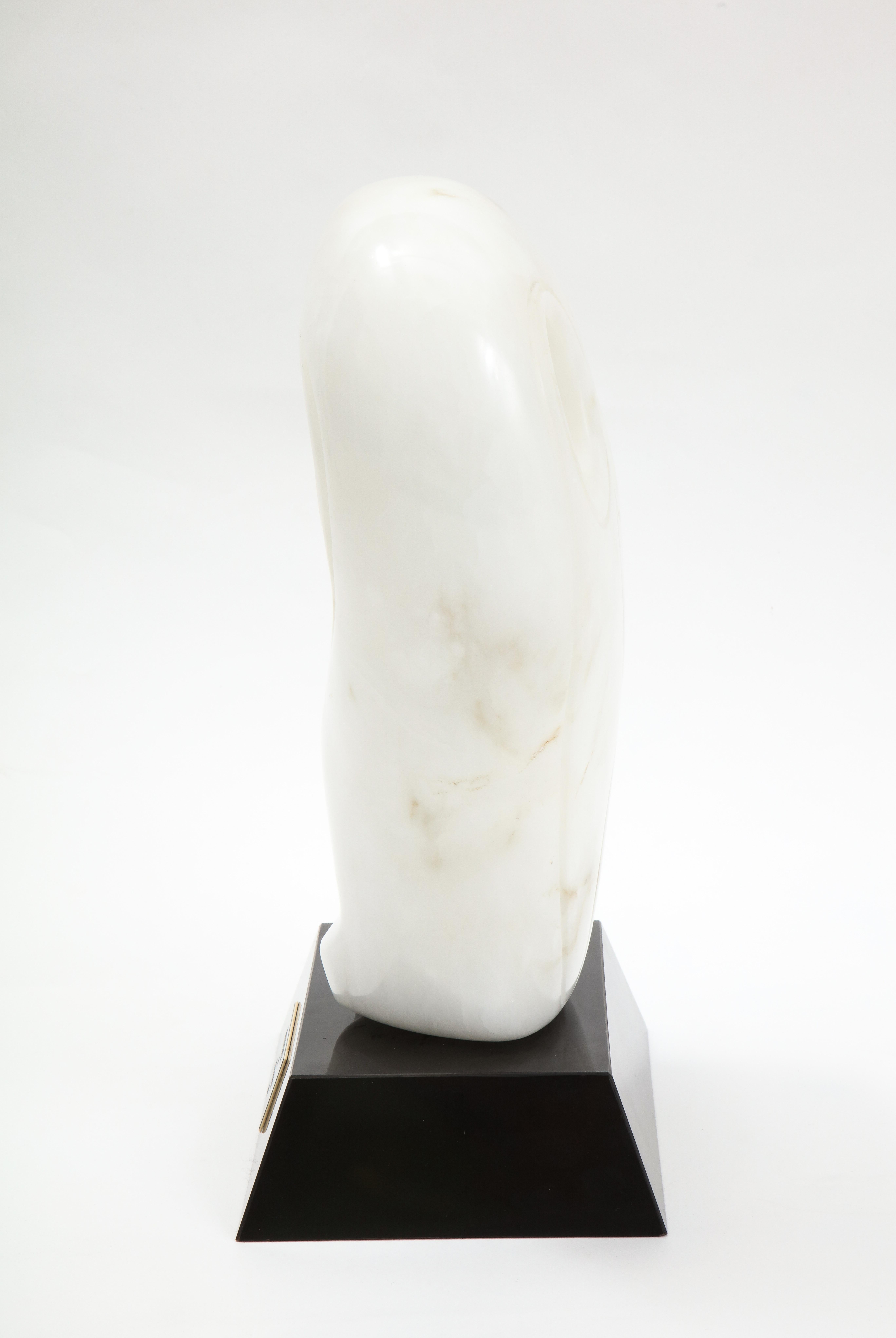 Mid-Century Modern Carrara Marble Abstract Owl Sculpture For Sale 5