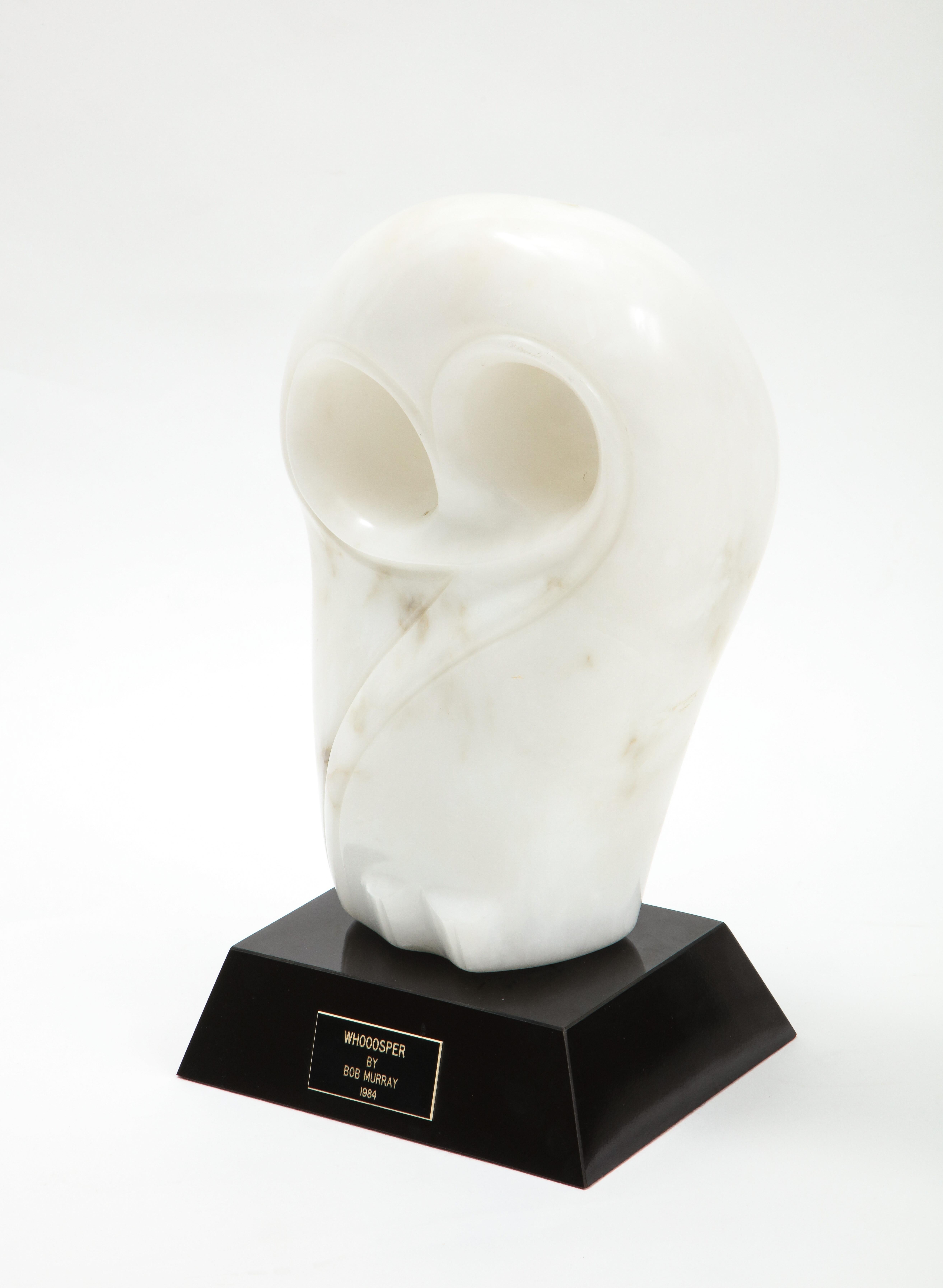 Mid-Century Modern Carrara Marble Abstract Owl Sculpture For Sale 6